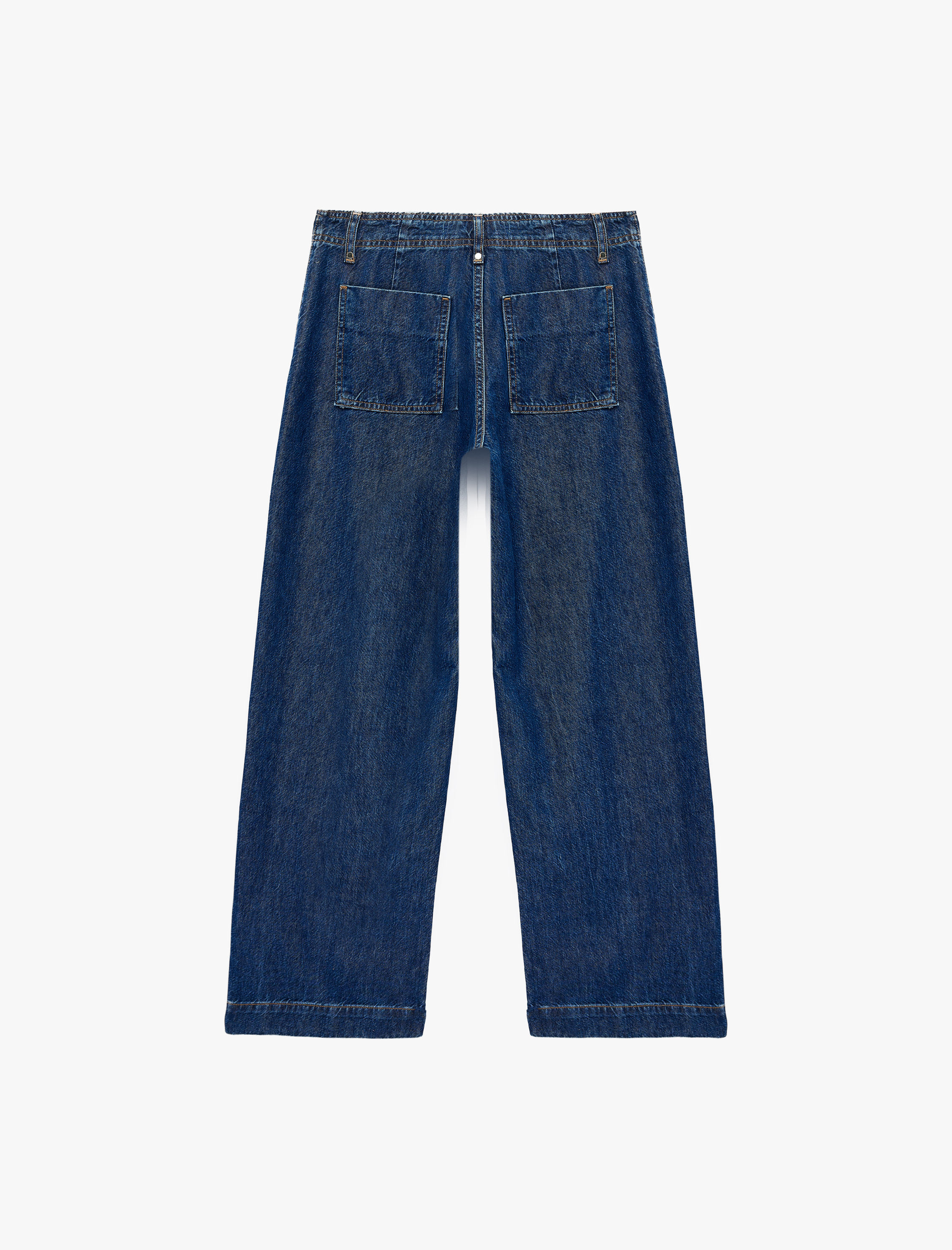   Normal Bel Cepli Düğmeli Geniş Paça Nervürlü Denim Pantolon - Culotte Jeans
