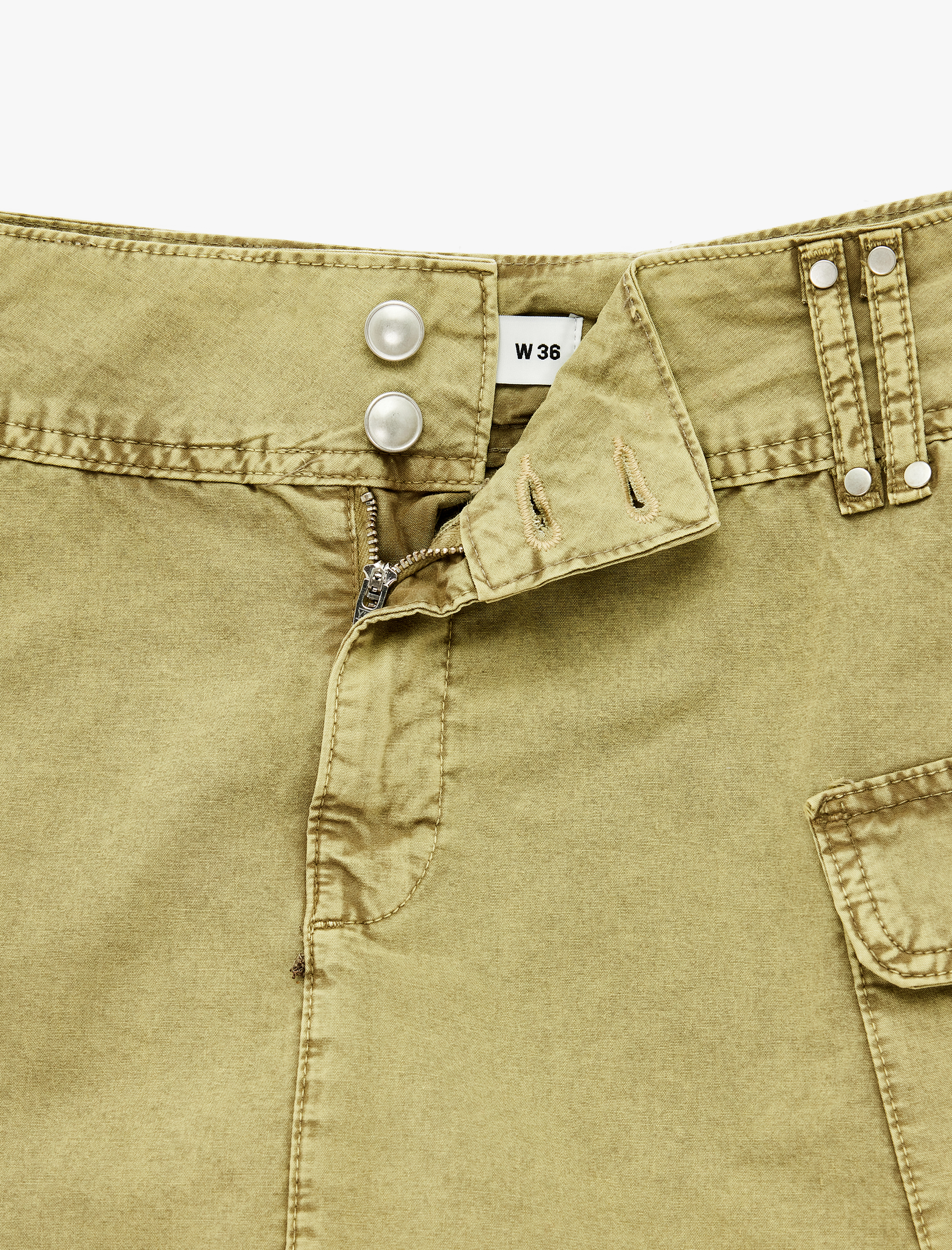   Normal Bel Cep Detaylı Düğmeli Pamuklu Denim Kargo Cepli Mini Şort Etek