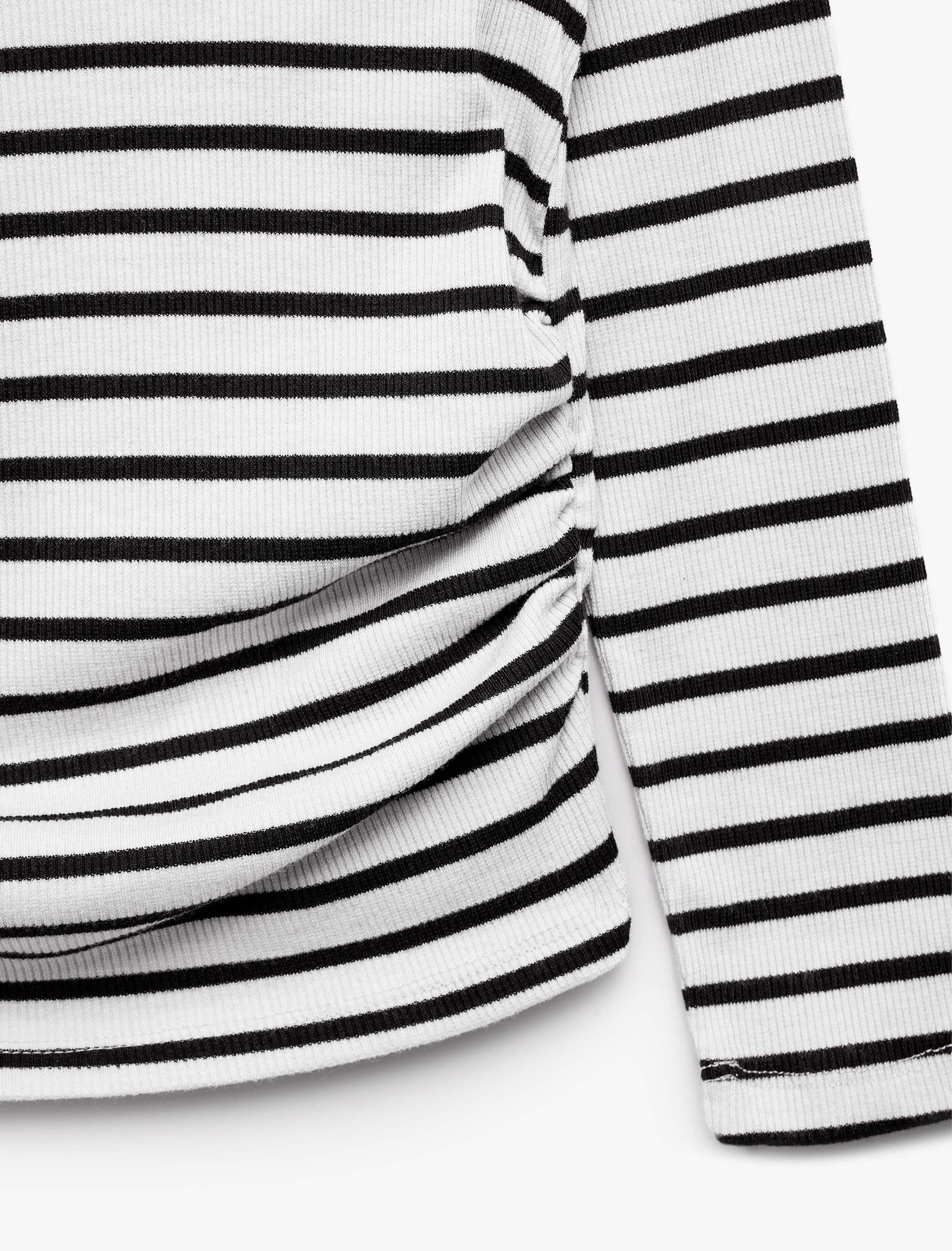 Kız Çocuk Slim Fit Kaşkorse Bisiklet Yaka Uzun Kollu Çizgili Tişört