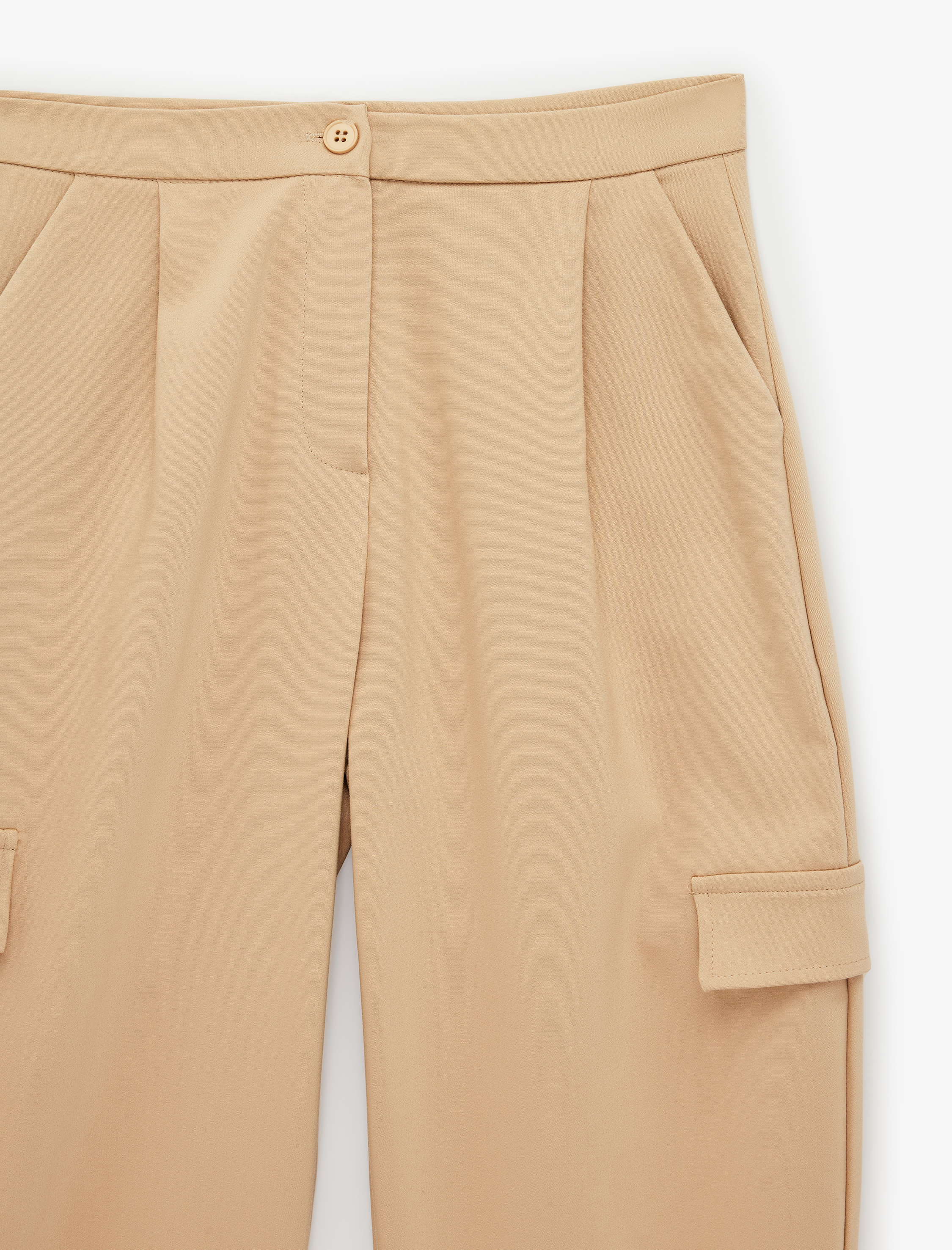  Kız Çocuk Gabardin Barrel Pantolon Kargo Cepli Yüksek Bel Bol Kesim