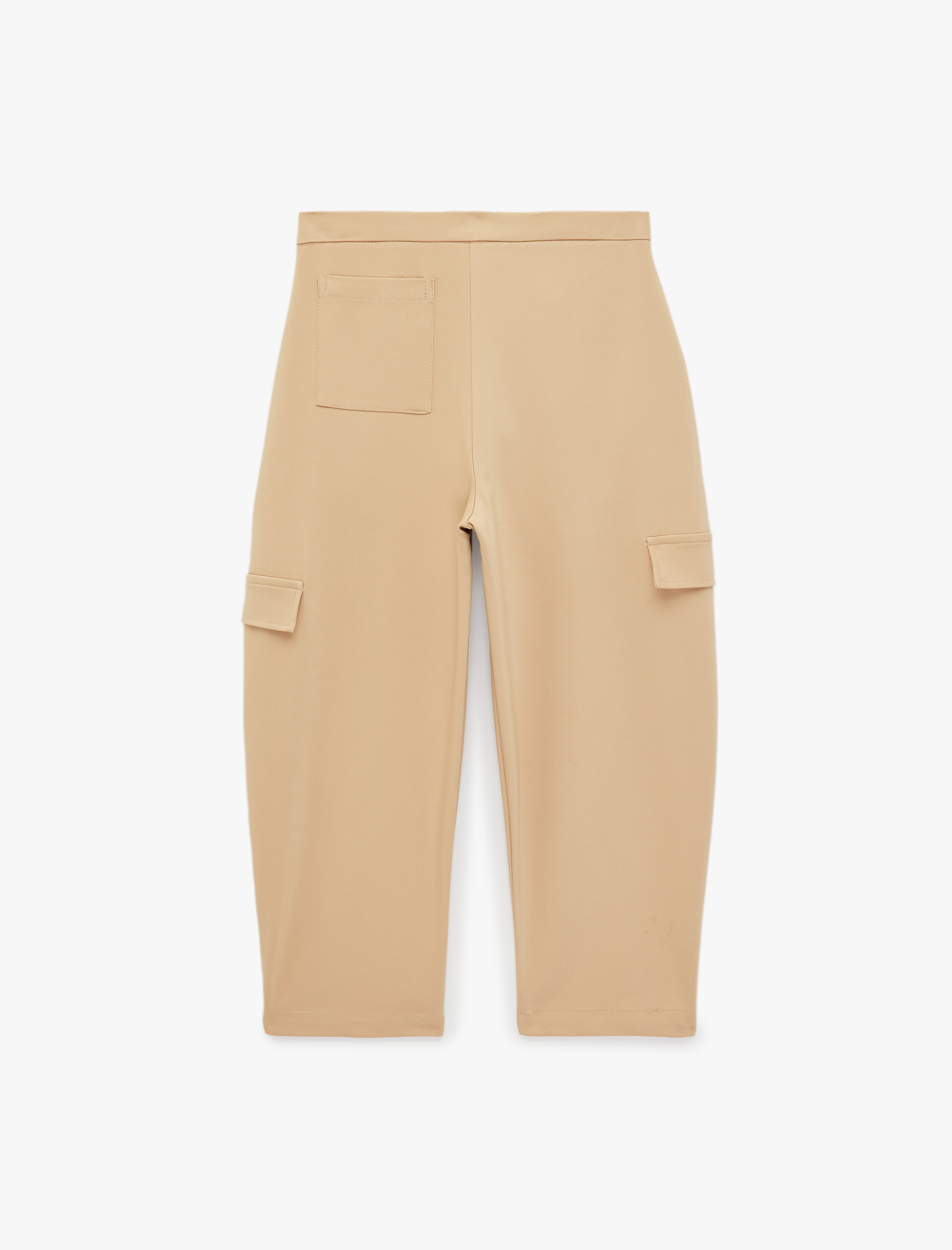  Kız Çocuk Gabardin Barrel Pantolon Kargo Cepli Yüksek Bel Bol Kesim