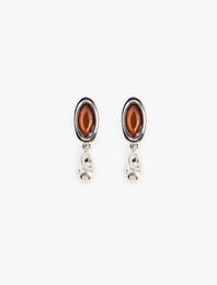 Oval Taşlı Sallantılı Küpe