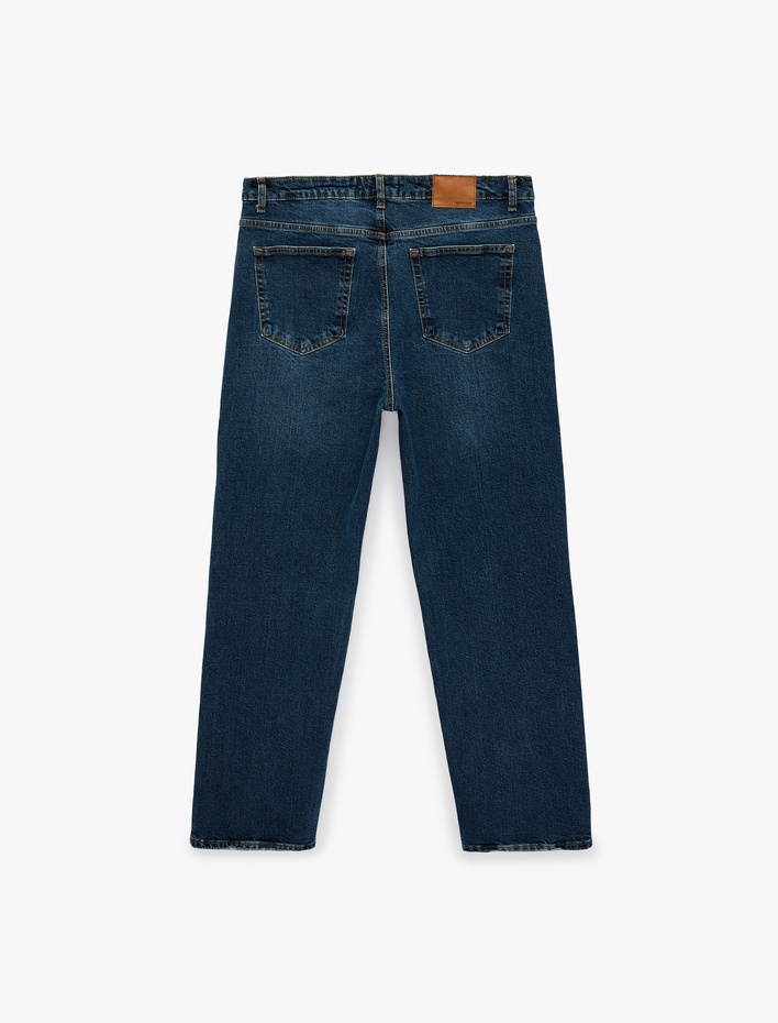  Normal Bel Rahat Kalıp Cepli Pamuklu Baggy Jean Pantolon