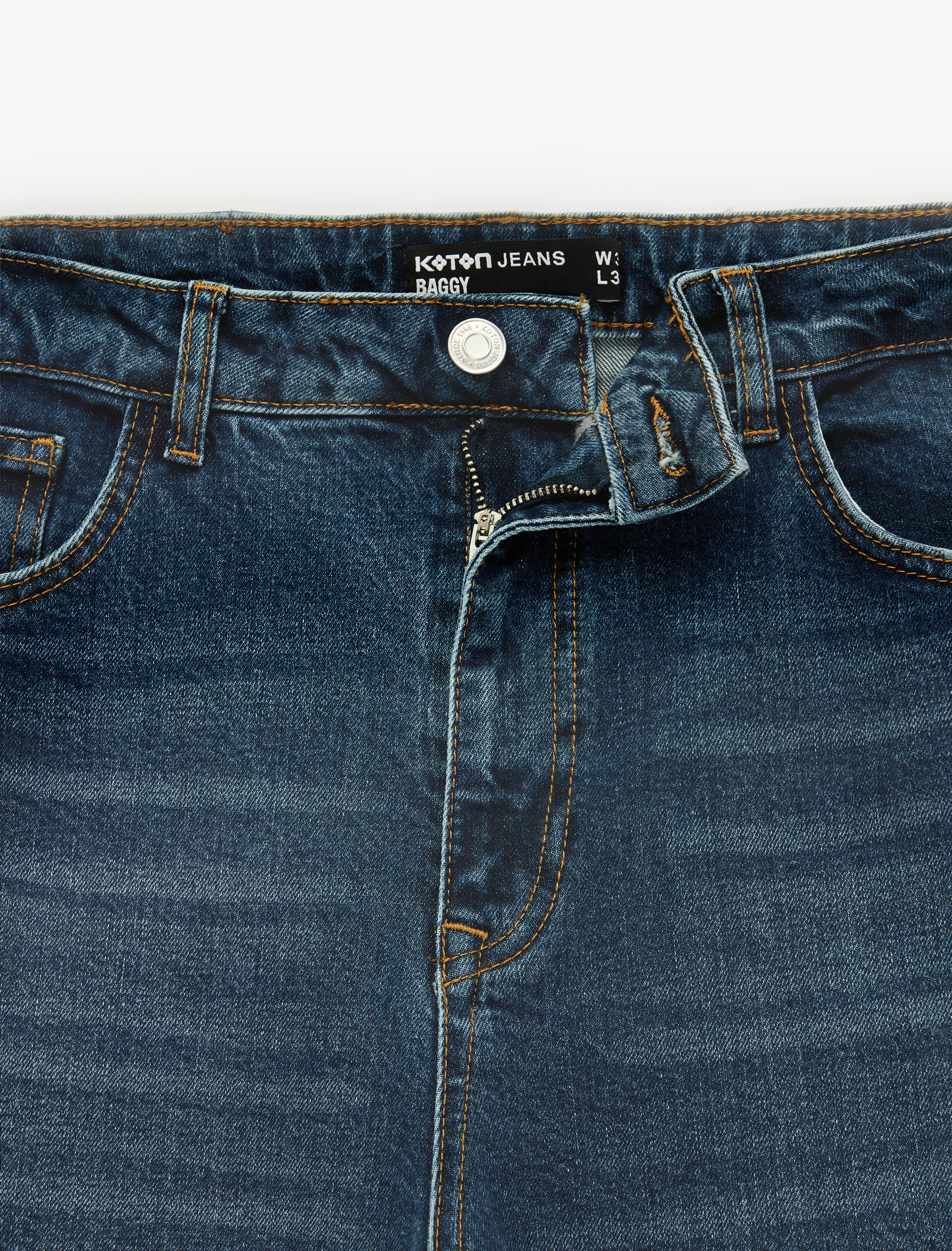   Normal Bel Rahat Kalıp Cepli Pamuklu Baggy Jean Pantolon