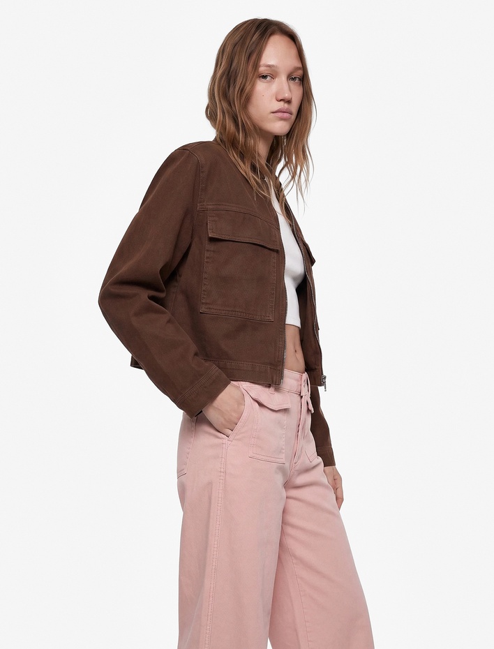  Pamuklu Düğmeli Normal Bel Cep Detaylı Bol Paça Pantolon - Culotte Jeans