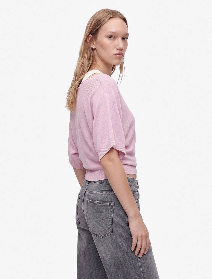  Slim Fit Kayık Yaka Uzun Kollu İkili Triko Kazak