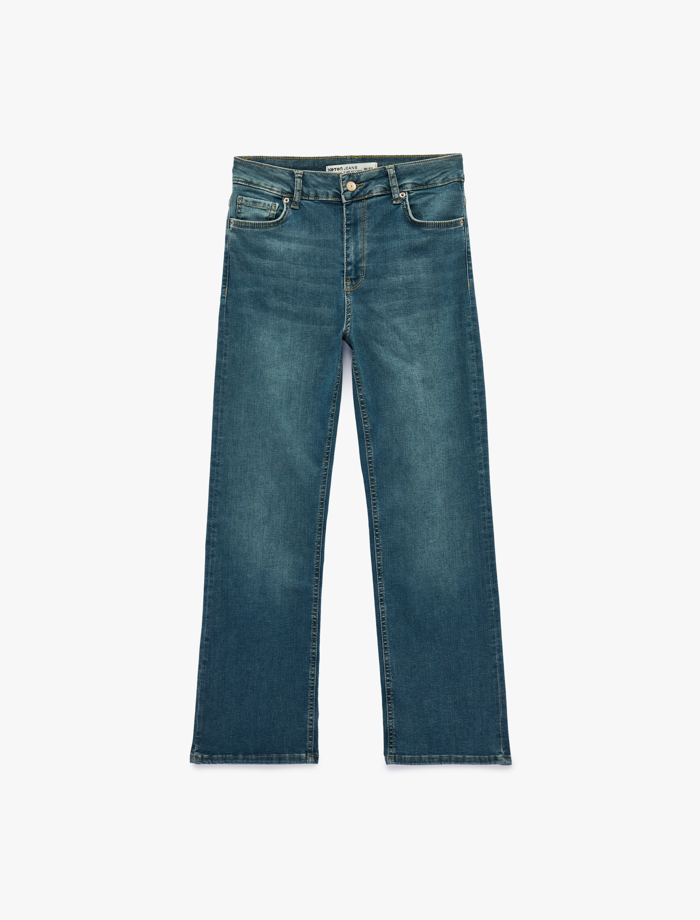   Pamuklu Dar Kalıp Normal Bel İspanyol Paça Denim Pantolon - Flare Jeans