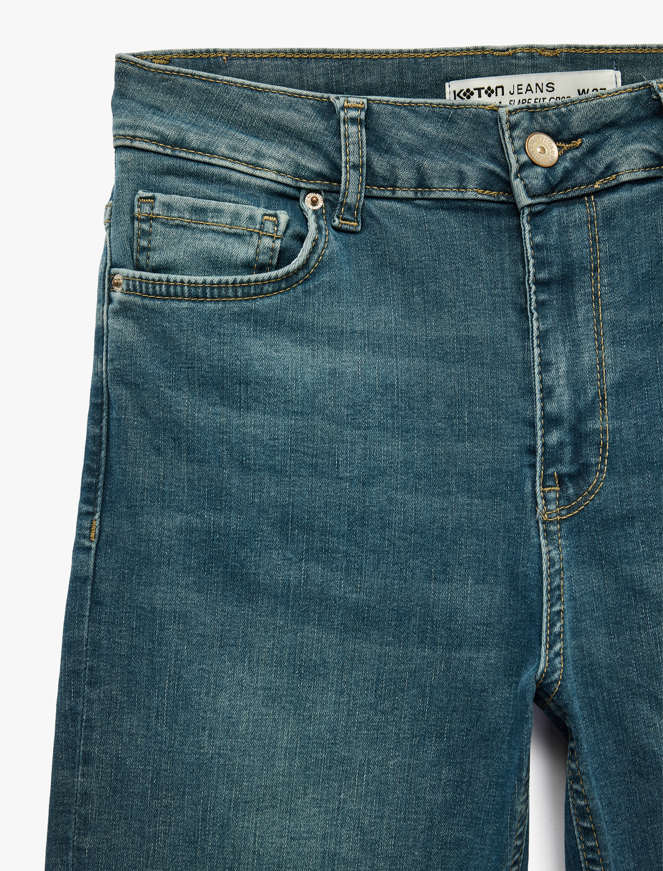   Pamuklu Dar Kalıp Normal Bel İspanyol Paça Denim Pantolon - Flare Jeans