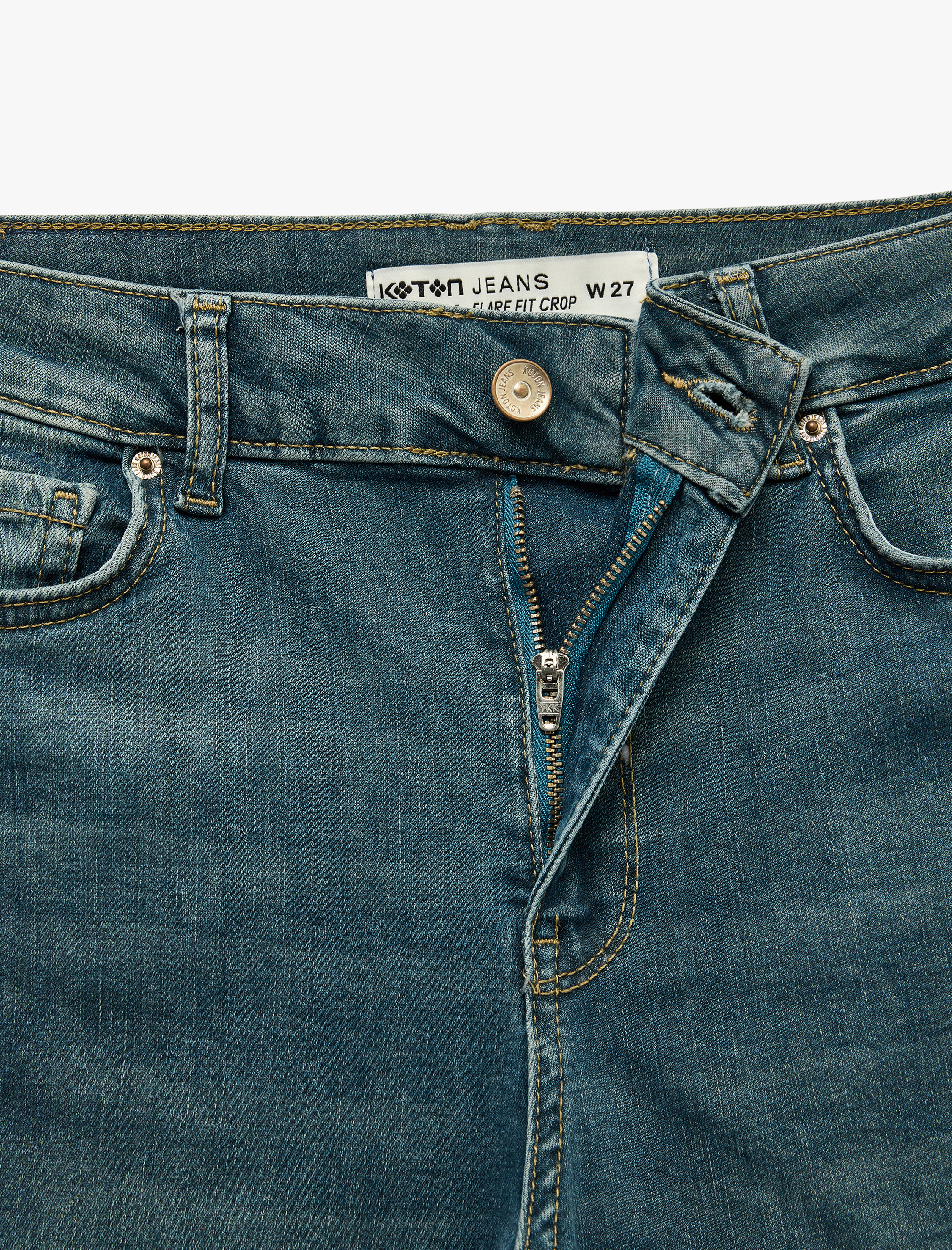   Pamuklu Dar Kalıp Normal Bel İspanyol Paça Denim Pantolon - Flare Jeans