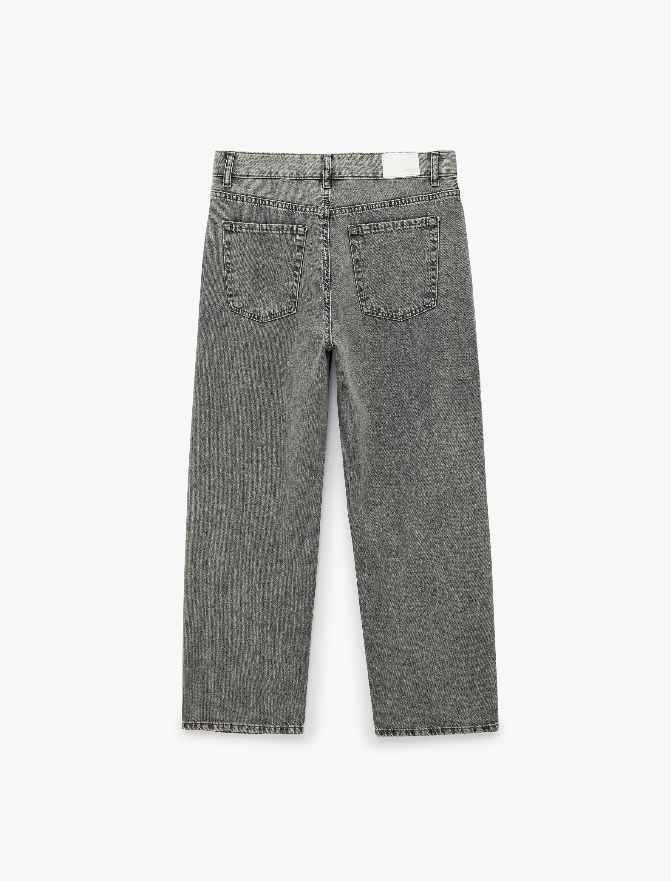   Pamuklu Düz Paça Yıkamalı Normal Bel Denim Pantolon - Straight Jeans