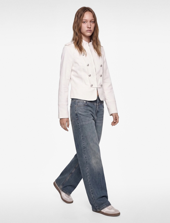  Pamuklu Düğme Detaylı İspanyol Paça Jean Pantolon - Flare Jeans