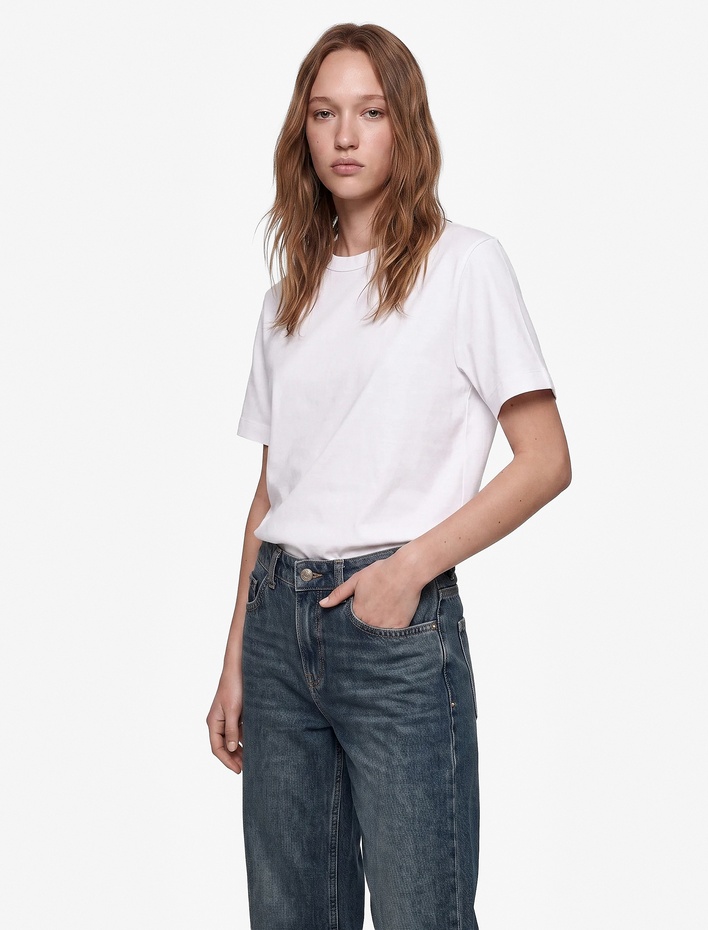  Normal Bel Cepli Pamuklu Düz Paça Denim Pantolon - Straight Fit Jean