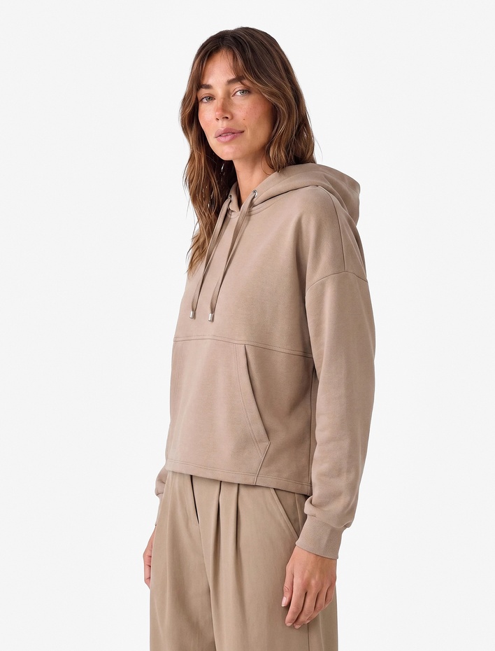  Regular Fit Modal Kumaş Uzun Kollu Kapüşonlu Kanguru Cepli Sweatshirt