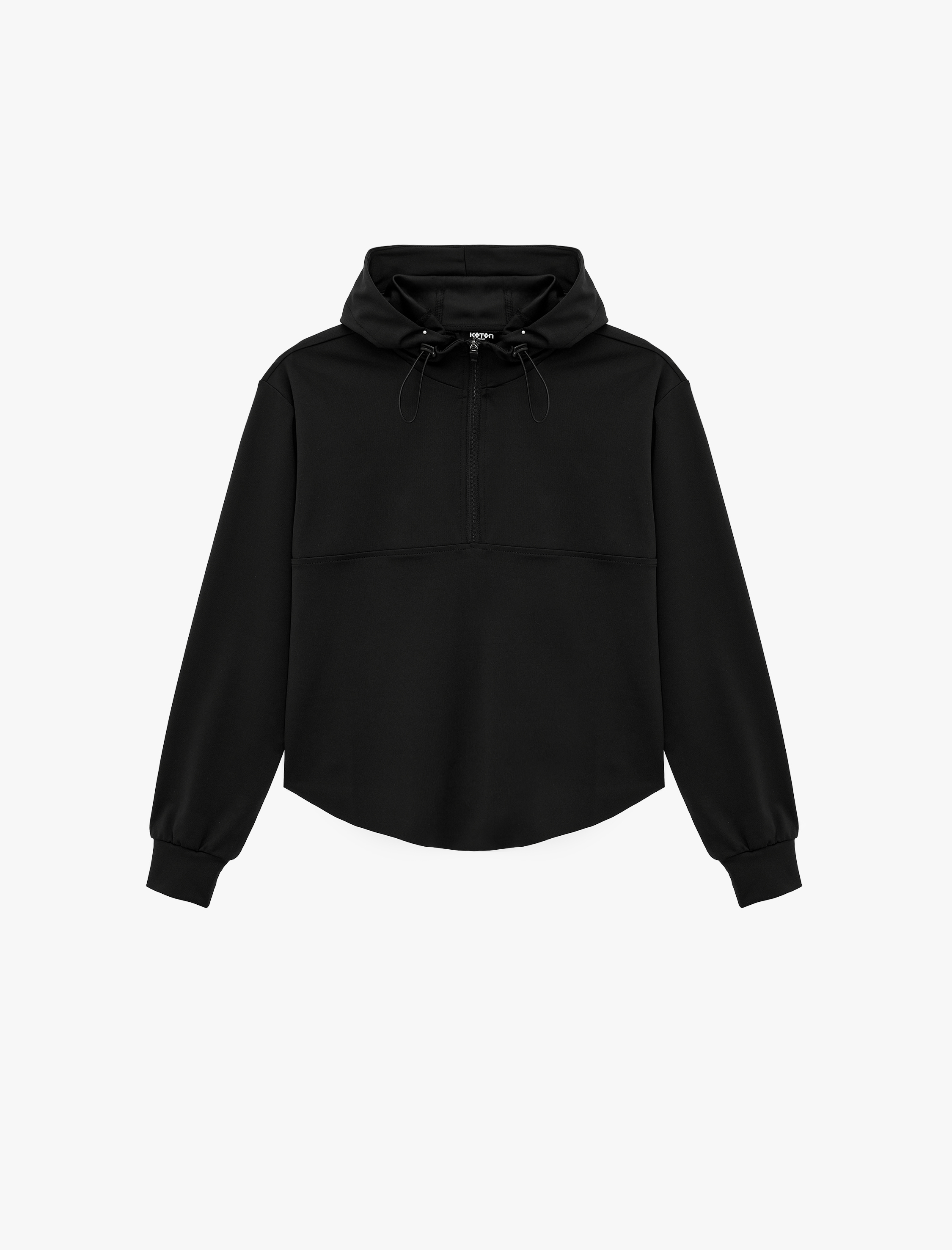   Rahat Kalıp Yarım Fermuarlı Stoperli Kapüşonlu Uzun Kollu Spor Sweatshirt
