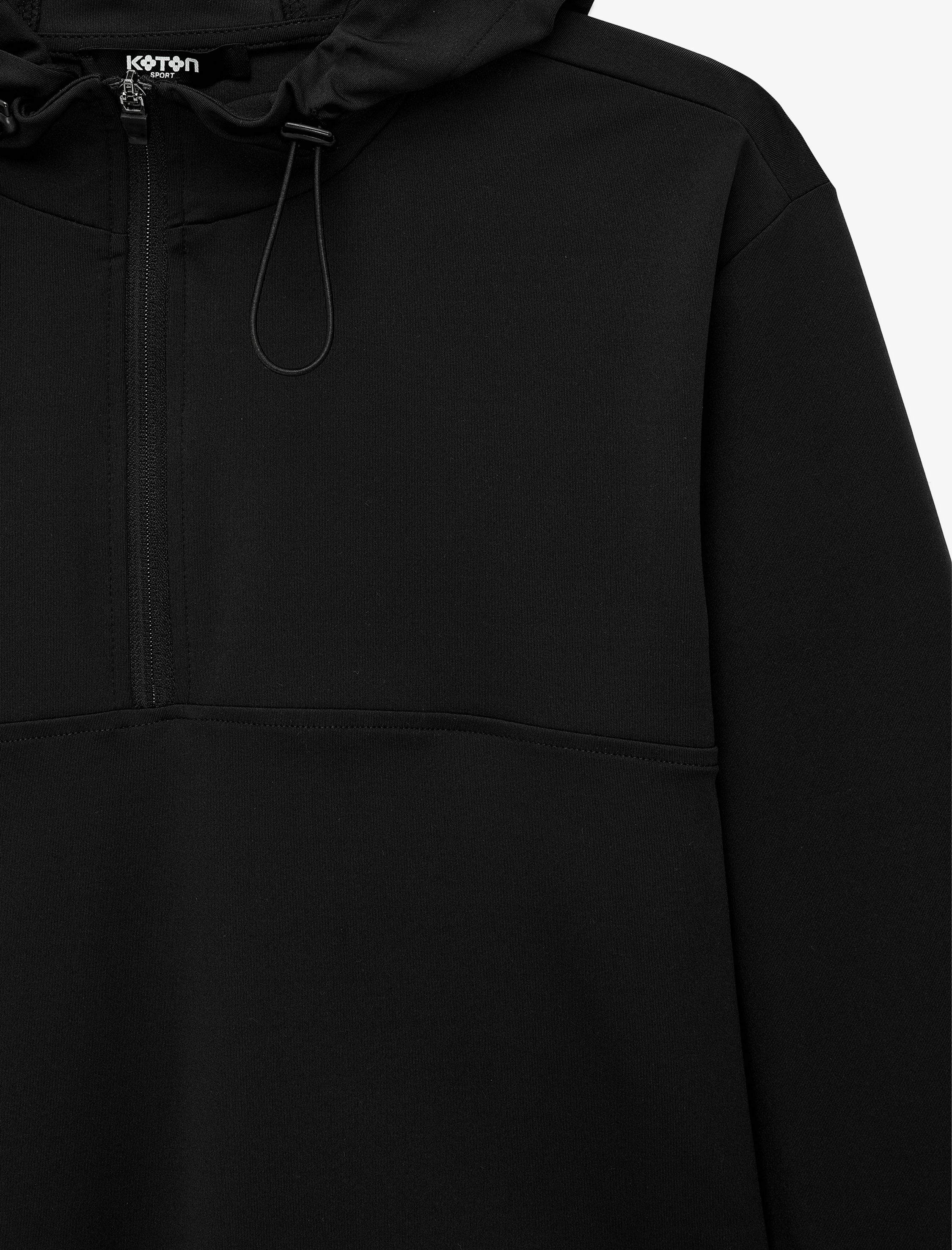   Rahat Kalıp Yarım Fermuarlı Stoperli Kapüşonlu Uzun Kollu Spor Sweatshirt