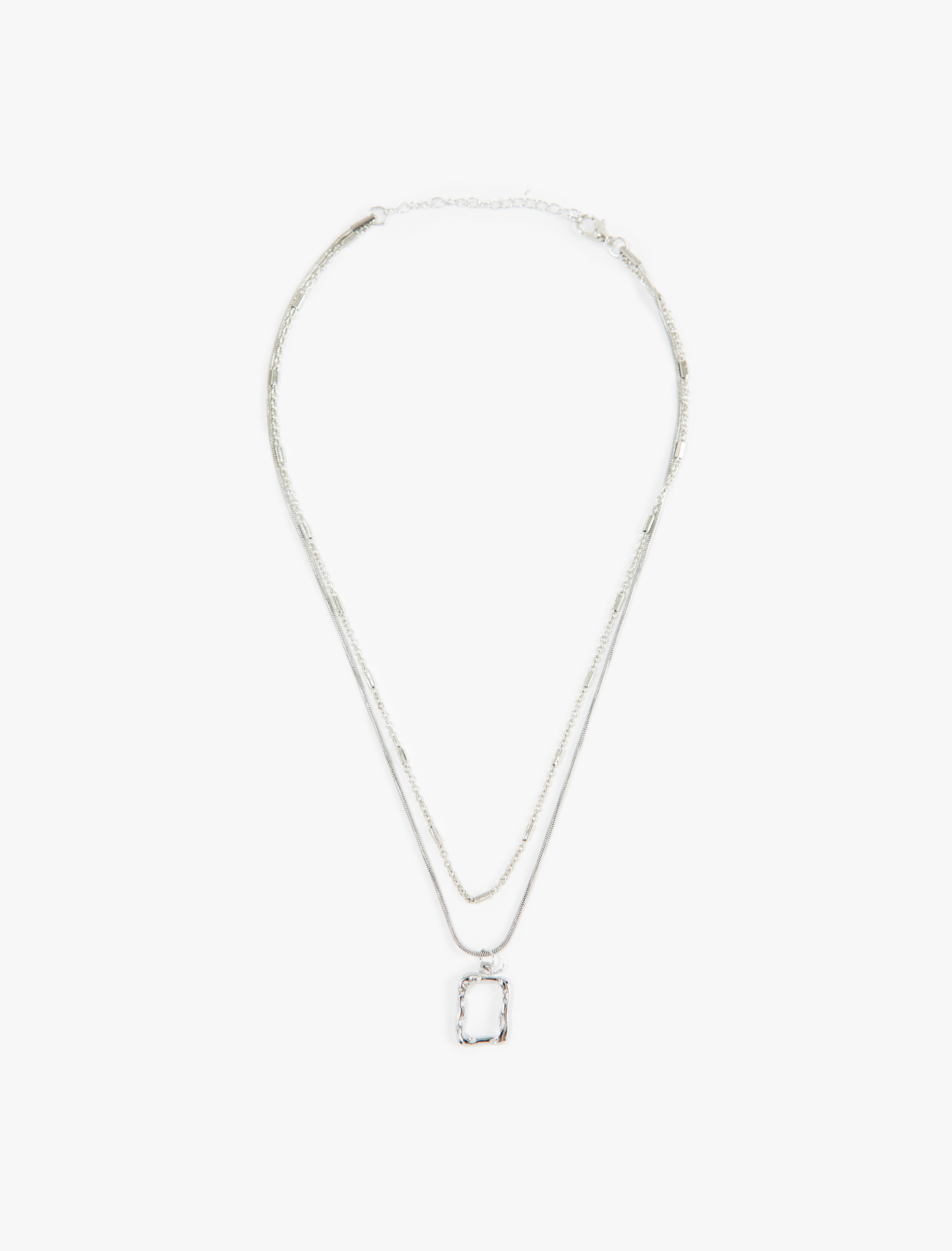  Kadın Geometrik Charm Detaylı Kolye Çift Sıra