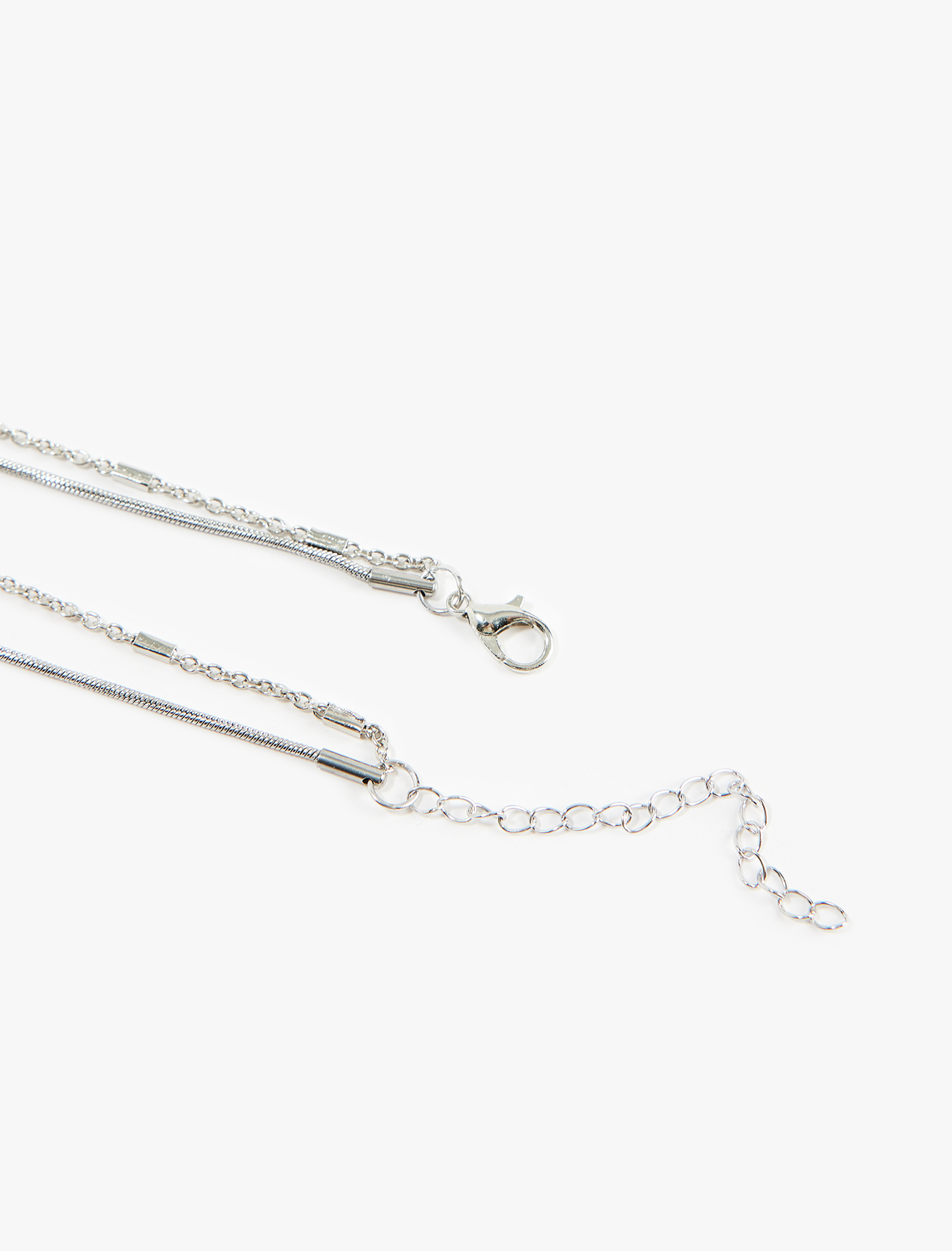  Kadın Geometrik Charm Detaylı Kolye Çift Sıra