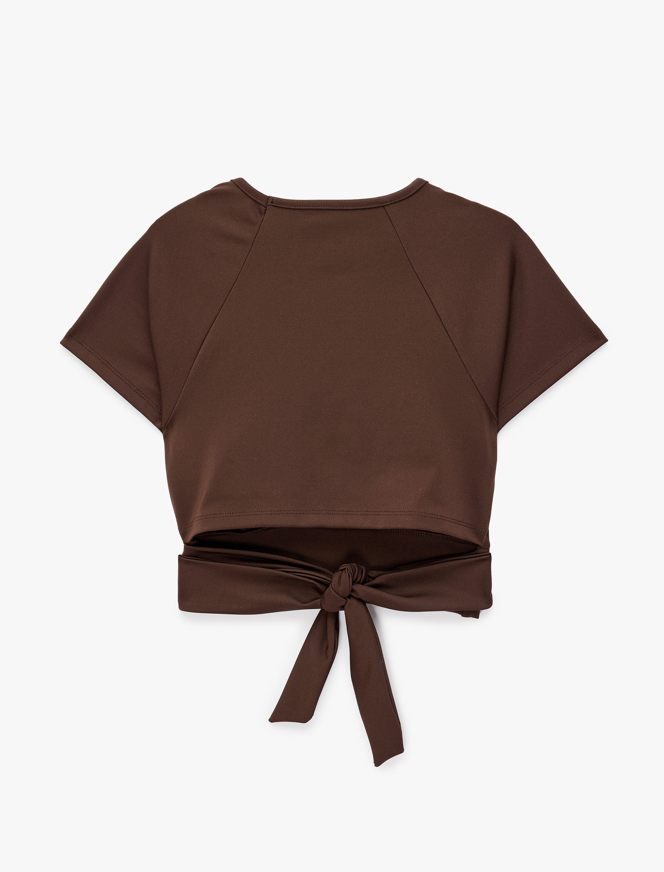   Bağlama Detaylı Slim Fit Bisiklet Yaka Kısa Kollu Crop Spor Tişört