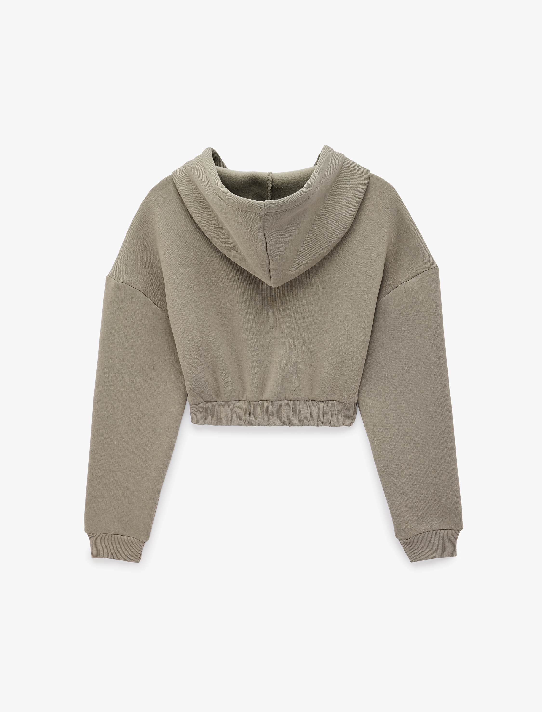   Slim Fit Şardonlu Uzun Kollu Kapüşonlu Fermuarlı Korse Detaylı Baskılı Sweatshirt