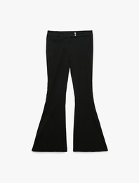 Koton X Melis Ağazat - Slim Fit Viskon Bengalin İspanyol Paça Pantolon