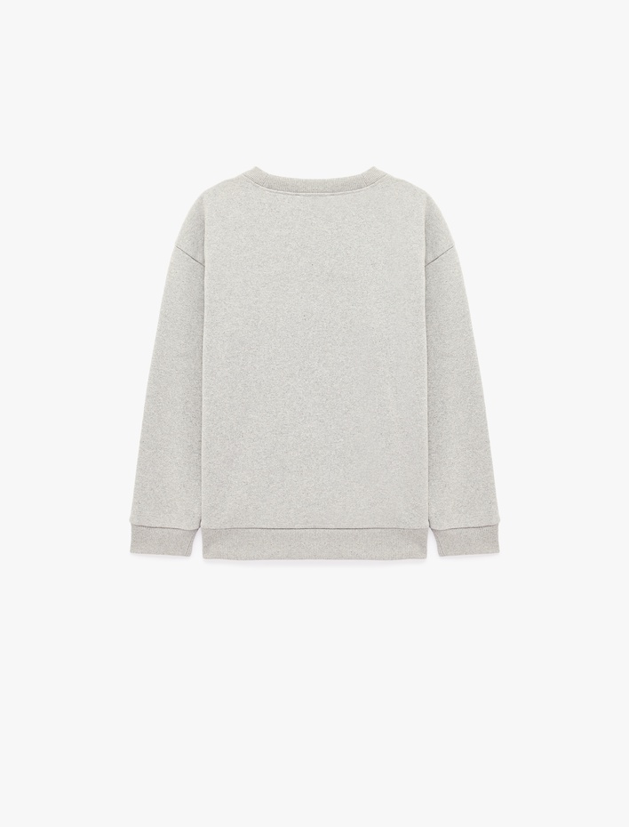 Erkek Çocuk İki İplik Şardonlu Baskılı Bisiklet Yaka Uzun Kollu Sweatshirt