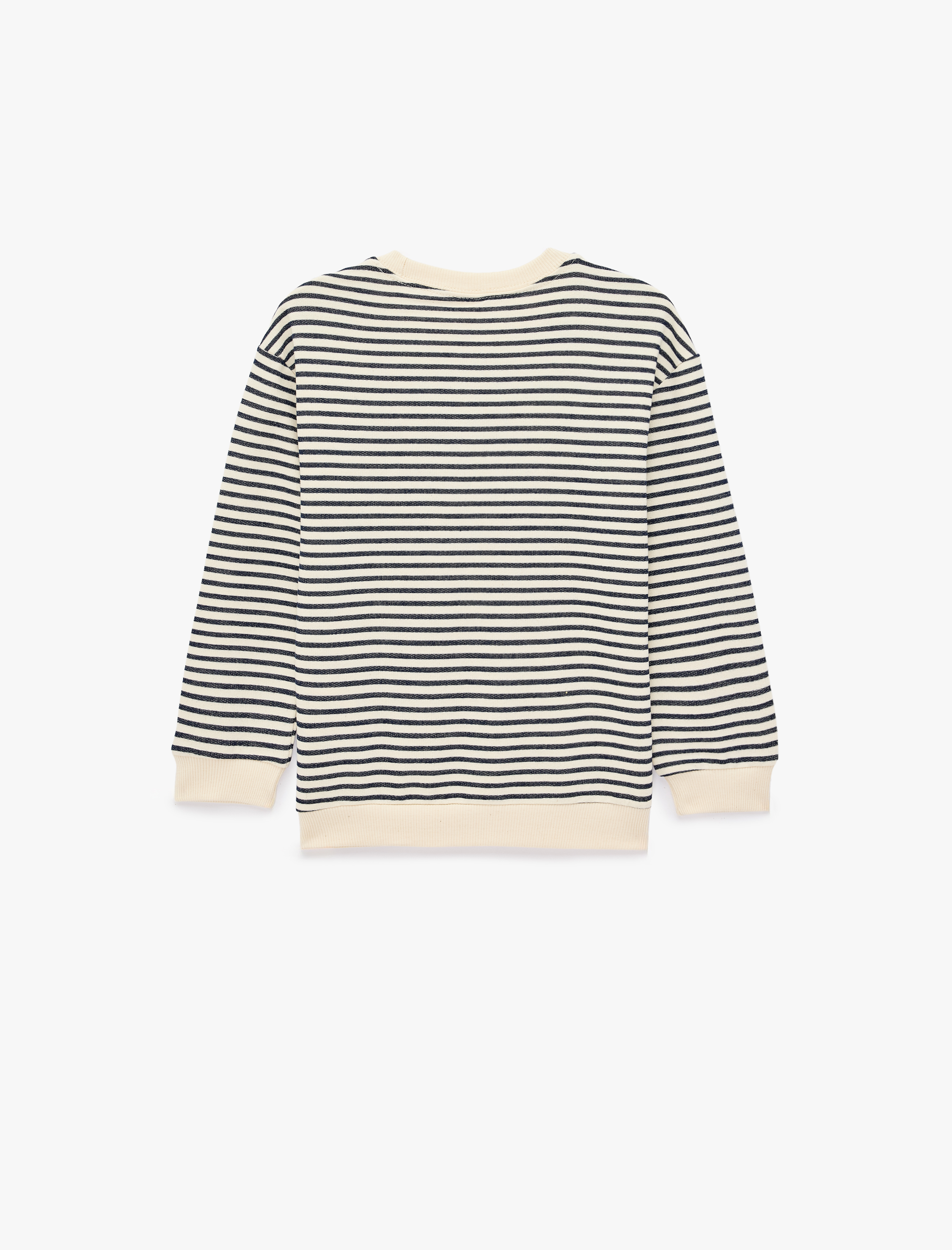  Erkek Bebek Pamuklu Bisiklet Yaka Uzun Kollu Çizgili Oversize Sweatshirt