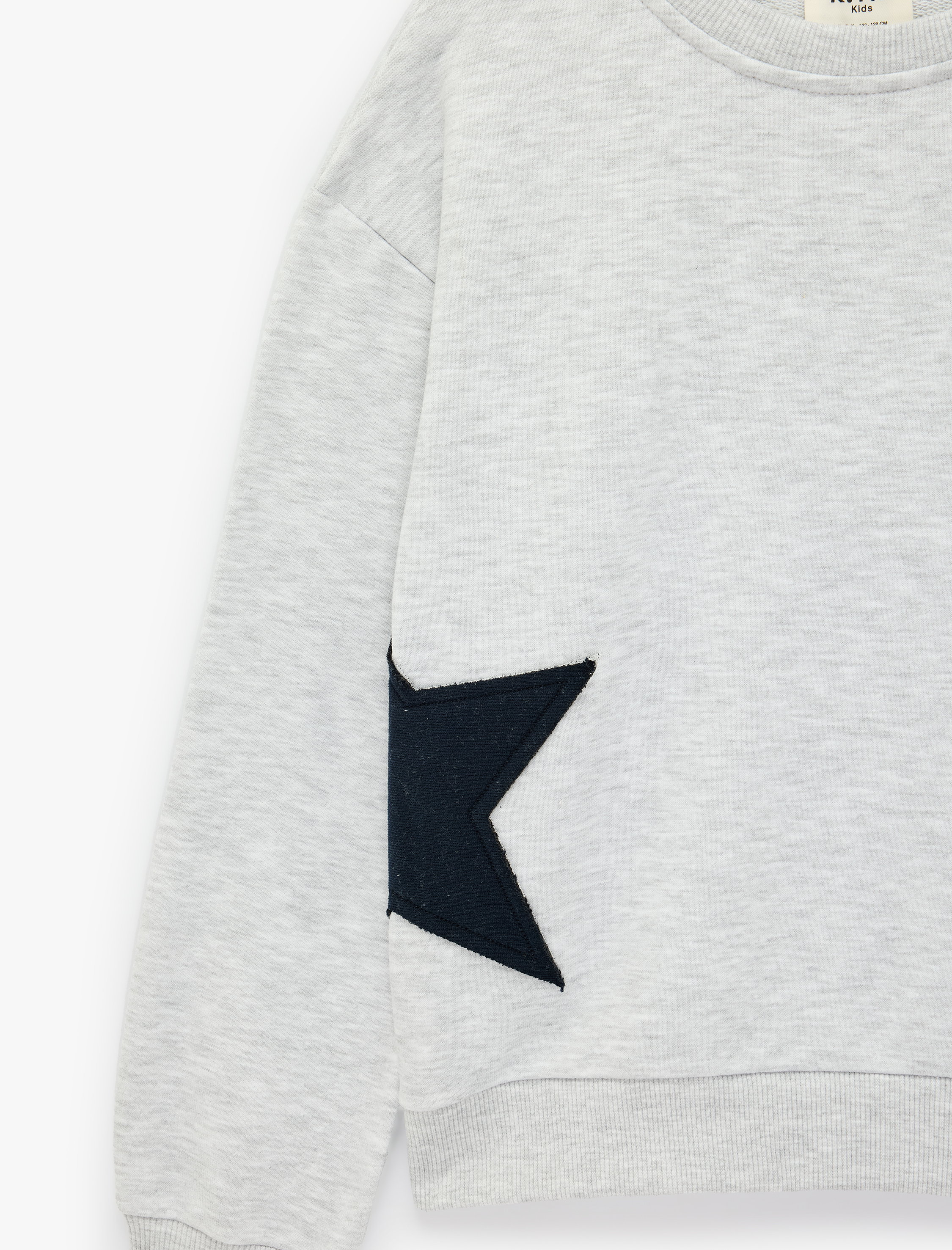  Kız Çocuk Yıldız Detaylı Arkası Baskılı Uzun Kollu Bisiklet Yaka Sweatshirt