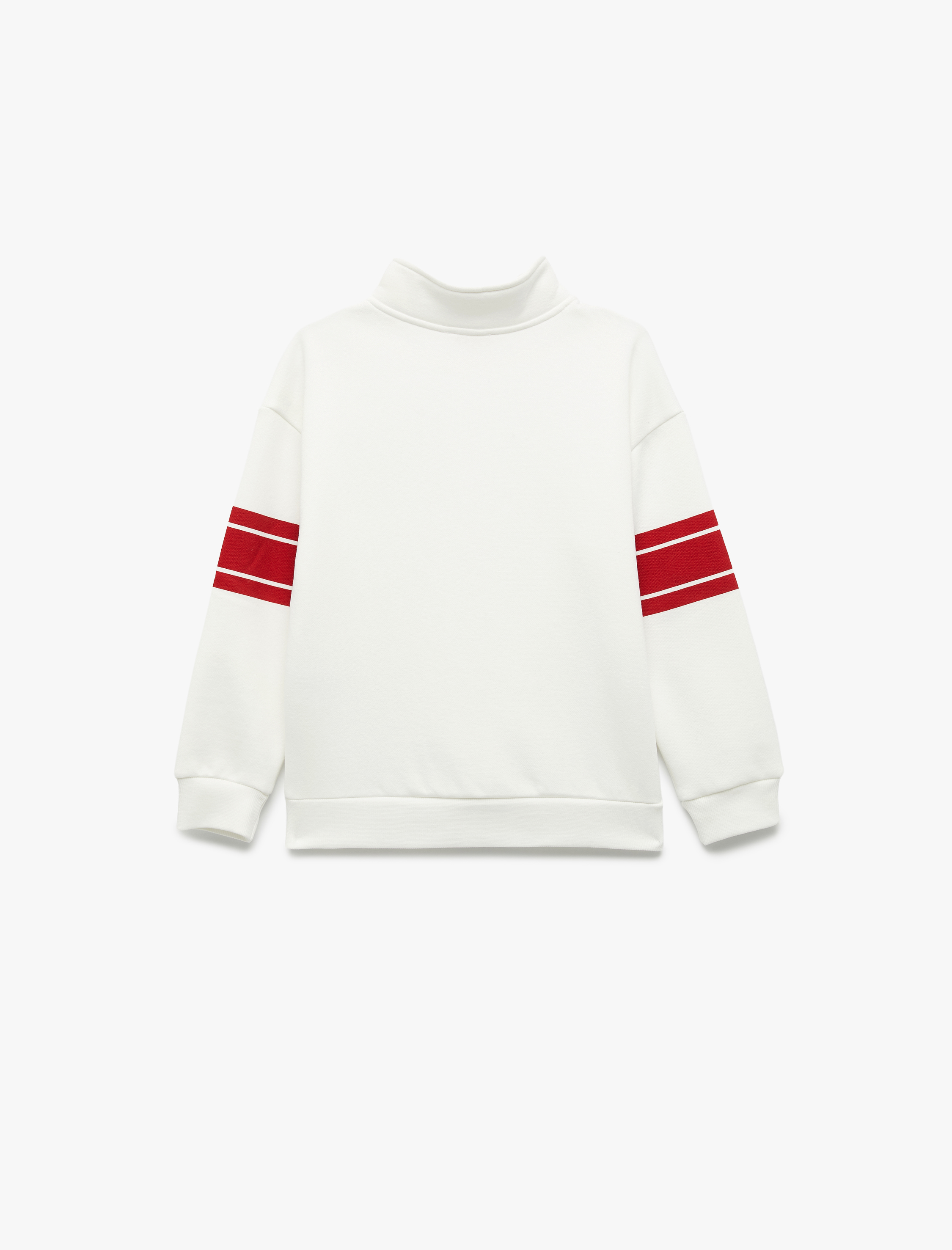  Erkek Çocuk Pamuklu Şardonlu Dik Yaka Uzun Kollu Baskılı Oversize Fermuarlı Sweatshirt