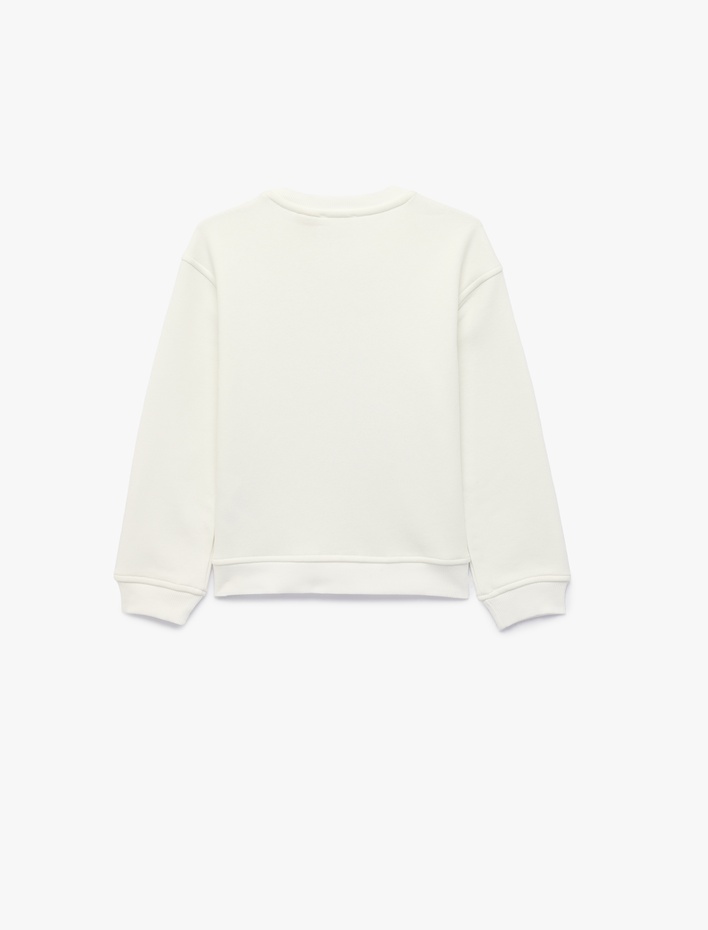 Kız Çocuk Stitch Baskılı Şardonlu Uzun Kollu Bisiklet Yaka Lisanslı Sweatshirt