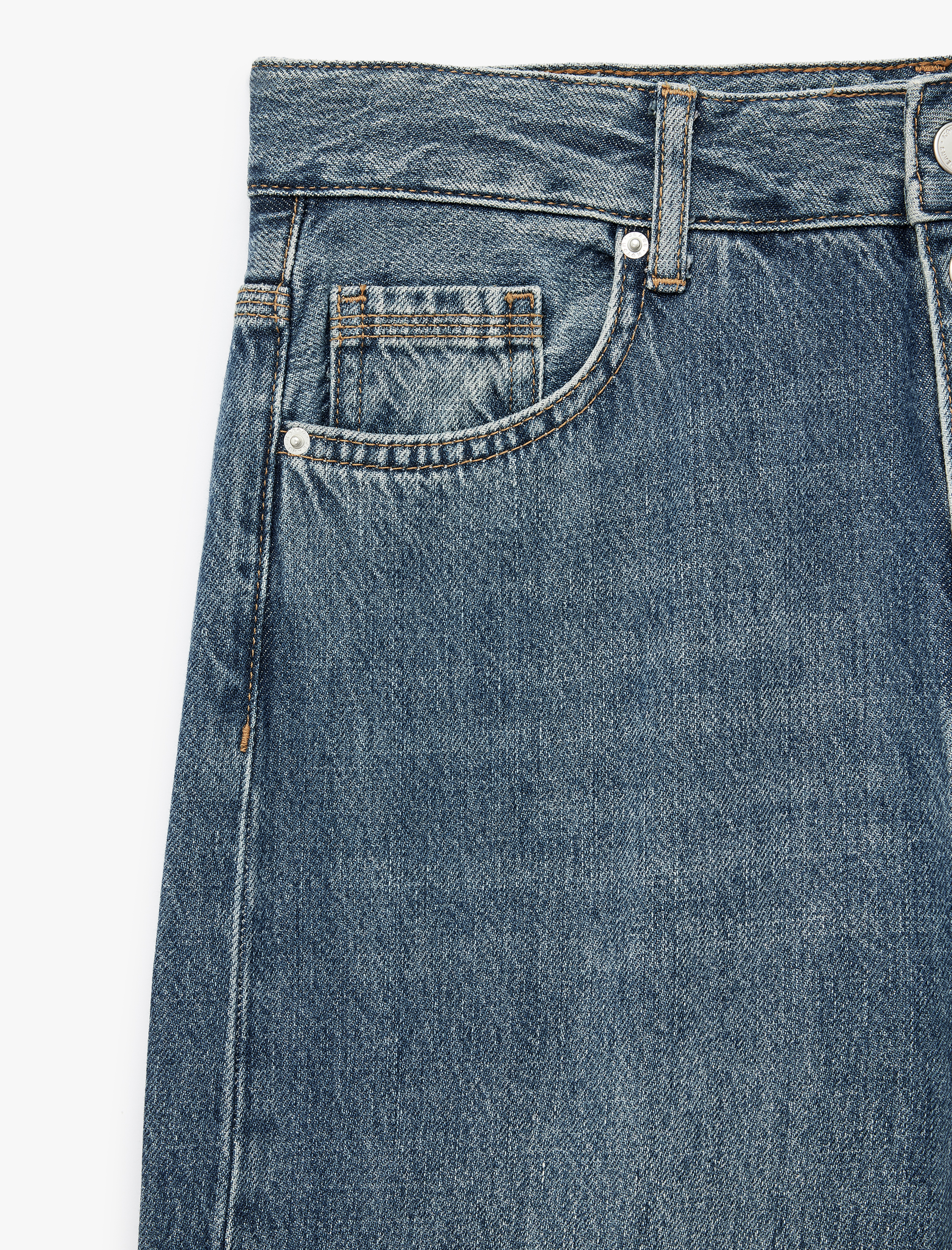   Düğmeli Normal Bel Beş Cepli Pamuklu İspanyol Paça Denim Pantolon - Flare Jeans