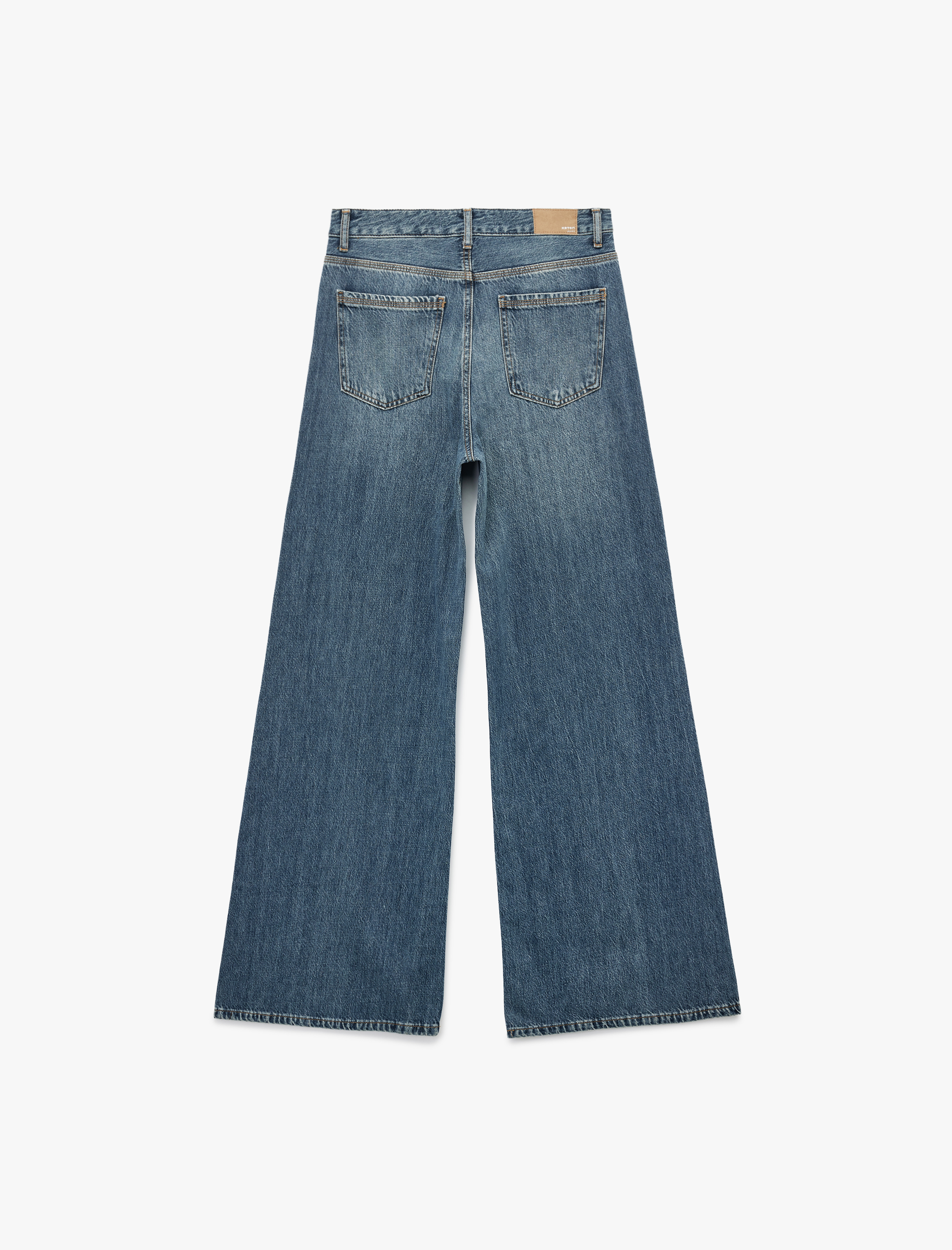   Düğmeli Normal Bel Beş Cepli Pamuklu İspanyol Paça Denim Pantolon - Flare Jeans