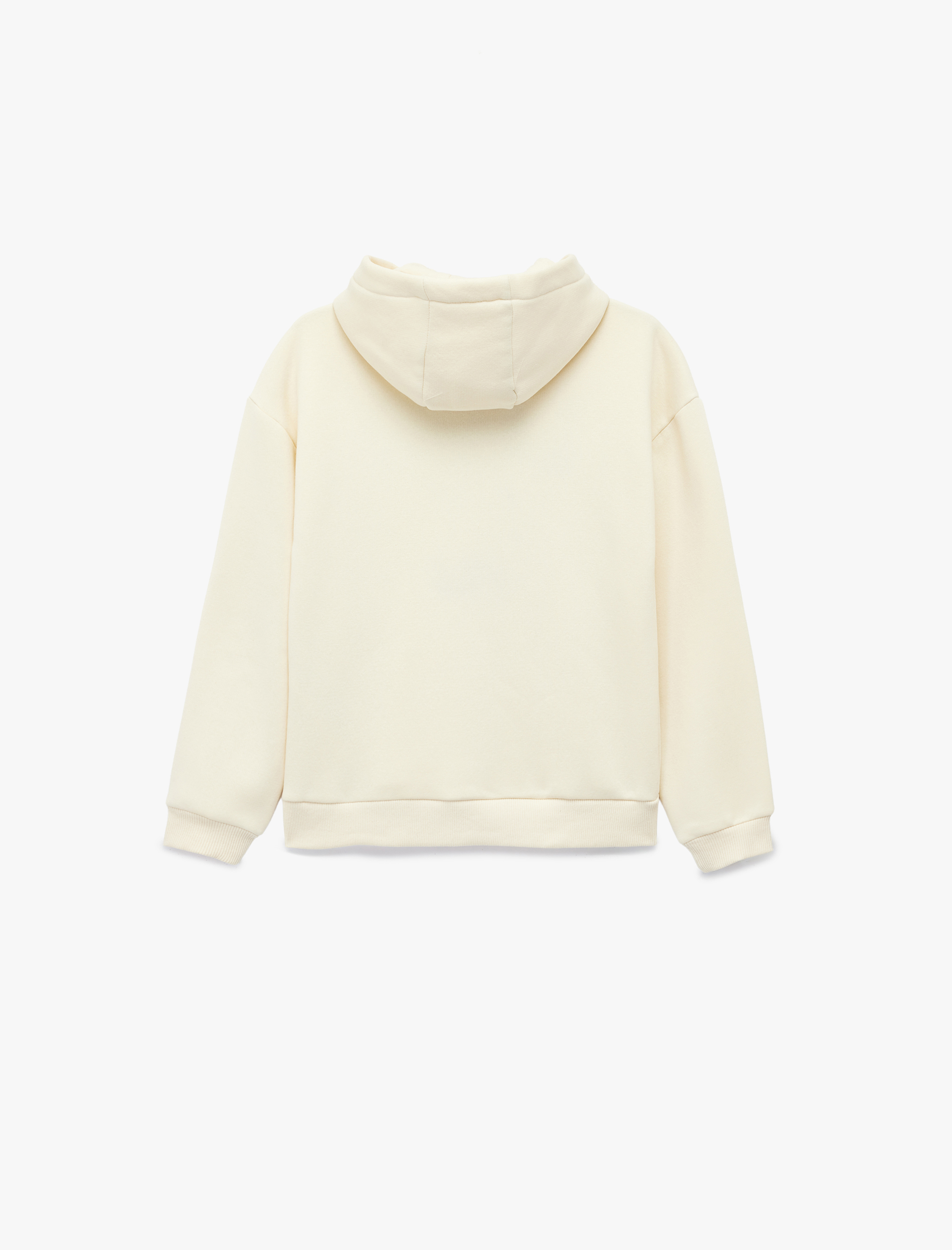  Kız Çocuk Pamuklu Nakış Detaylı Şardonlu Uzun Kollu Oversize Kapşonlu Sweatshirt