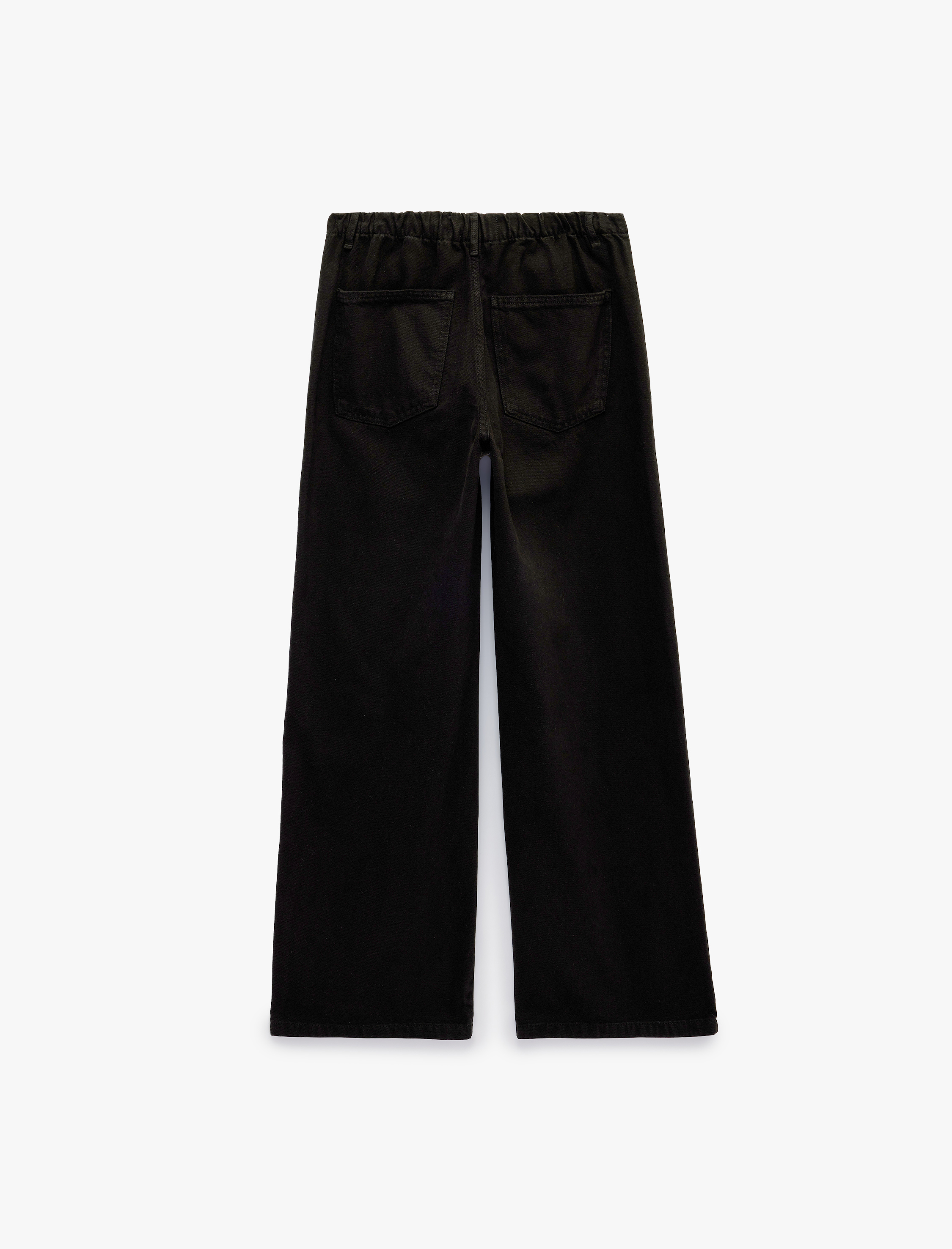   Pamuklu Bol Kalıp Çıtçıt Düğmeli Beli Bağcıklı Denim Pantolon  - Loose Fit Jeans