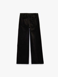 Pamuklu Bol Kalıp Çıtçıt Düğmeli Beli Bağcıklı Denim Pantolon  - Loose Fit Jeans