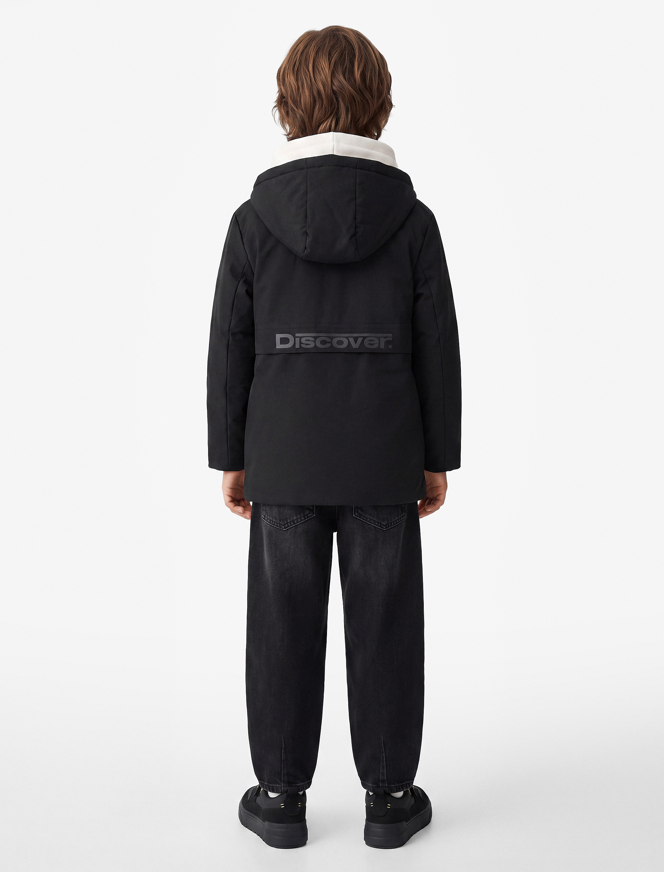  Erkek Çocuk Uzun Kollu Çıtçıtlı Cepli Slim Fit Kapşonlu Mont