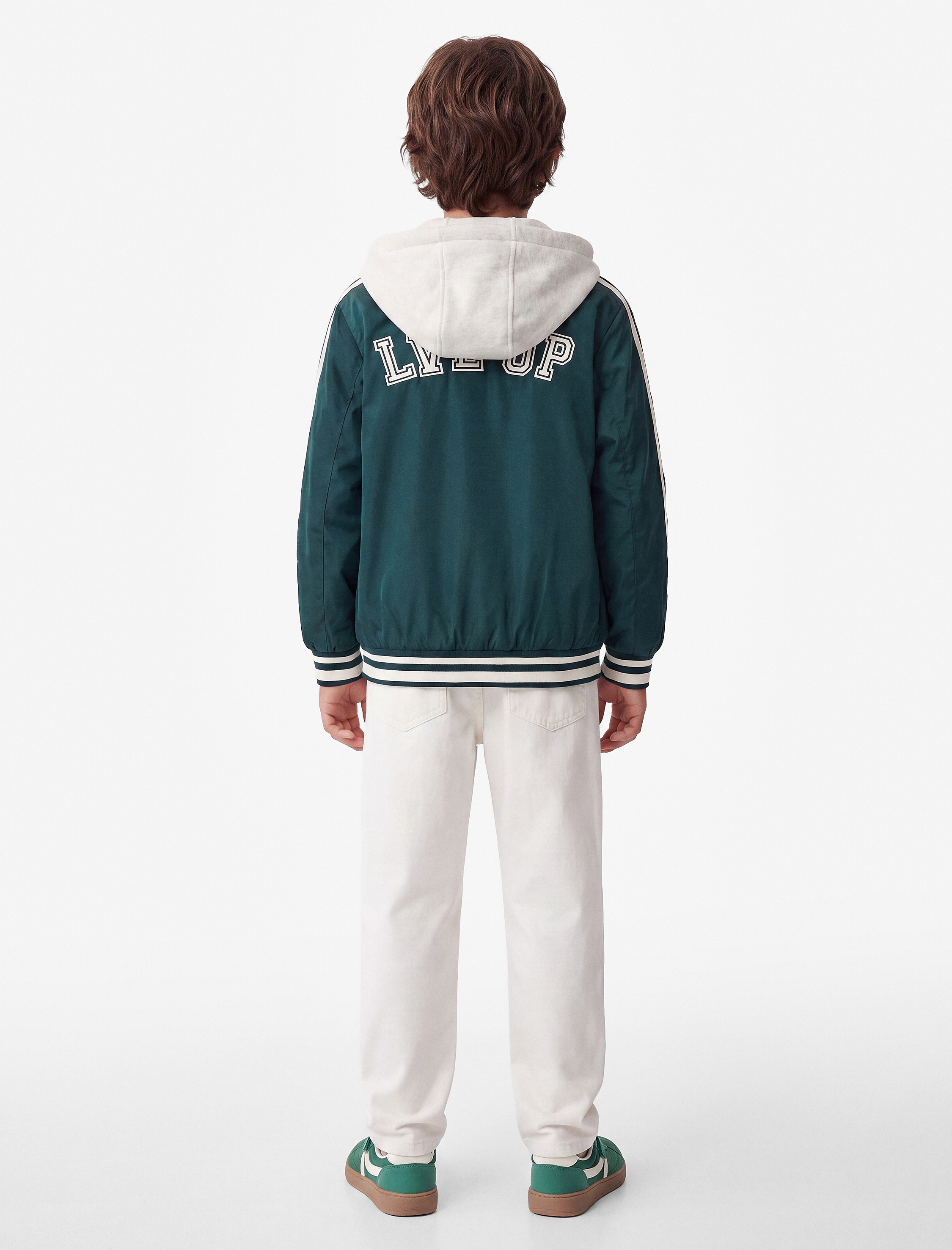  Erkek Çocuk Uzun Kollu Cepli Çıkarılabilir Kapüşonlu Oversize Kolej Ceket