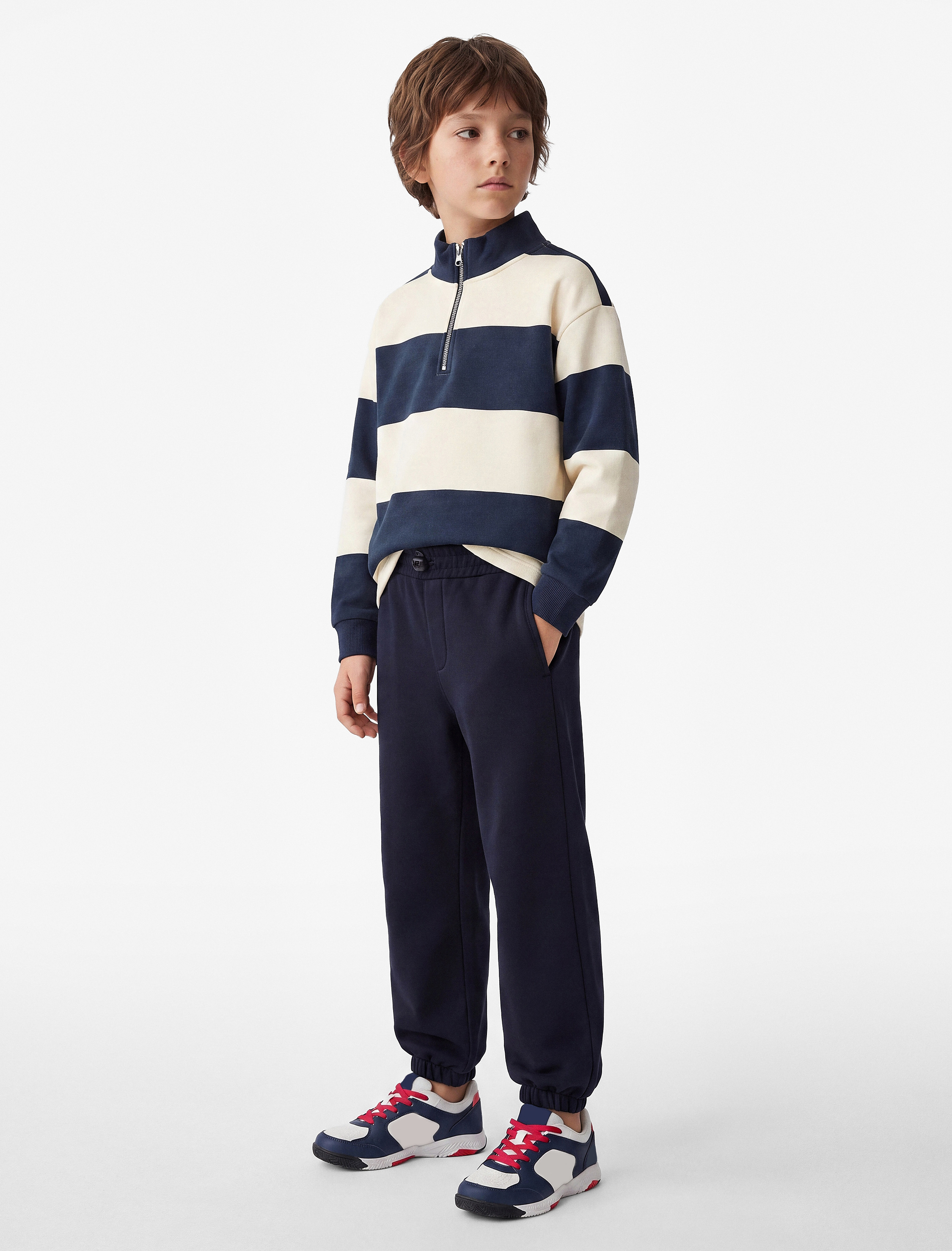  Erkek Çocuk Beli Lastikli Cepli Basic Oversize Jogger Okul Eşofman Altı