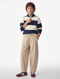 Okul Pantolonu Oversize Pile Detaylı Pamuklu