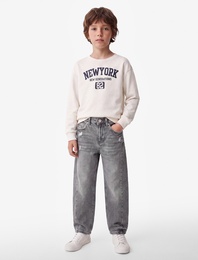 Barrel Denim Pantolon Pamuklu Cep Detaylı