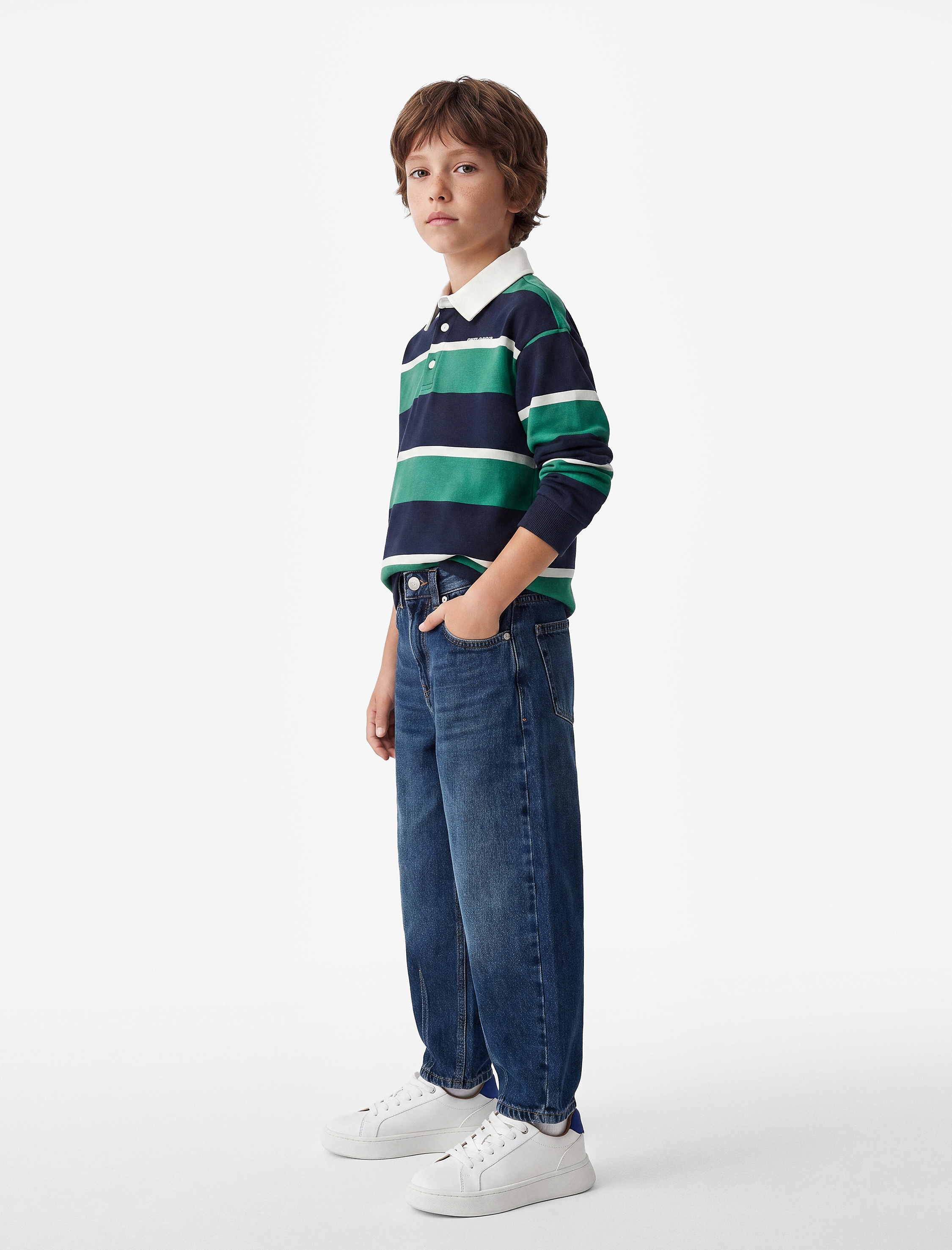  Erkek Çocuk Pamuklu Cepli Rahat Kesim Balon Form Denim Okul Pantolonu