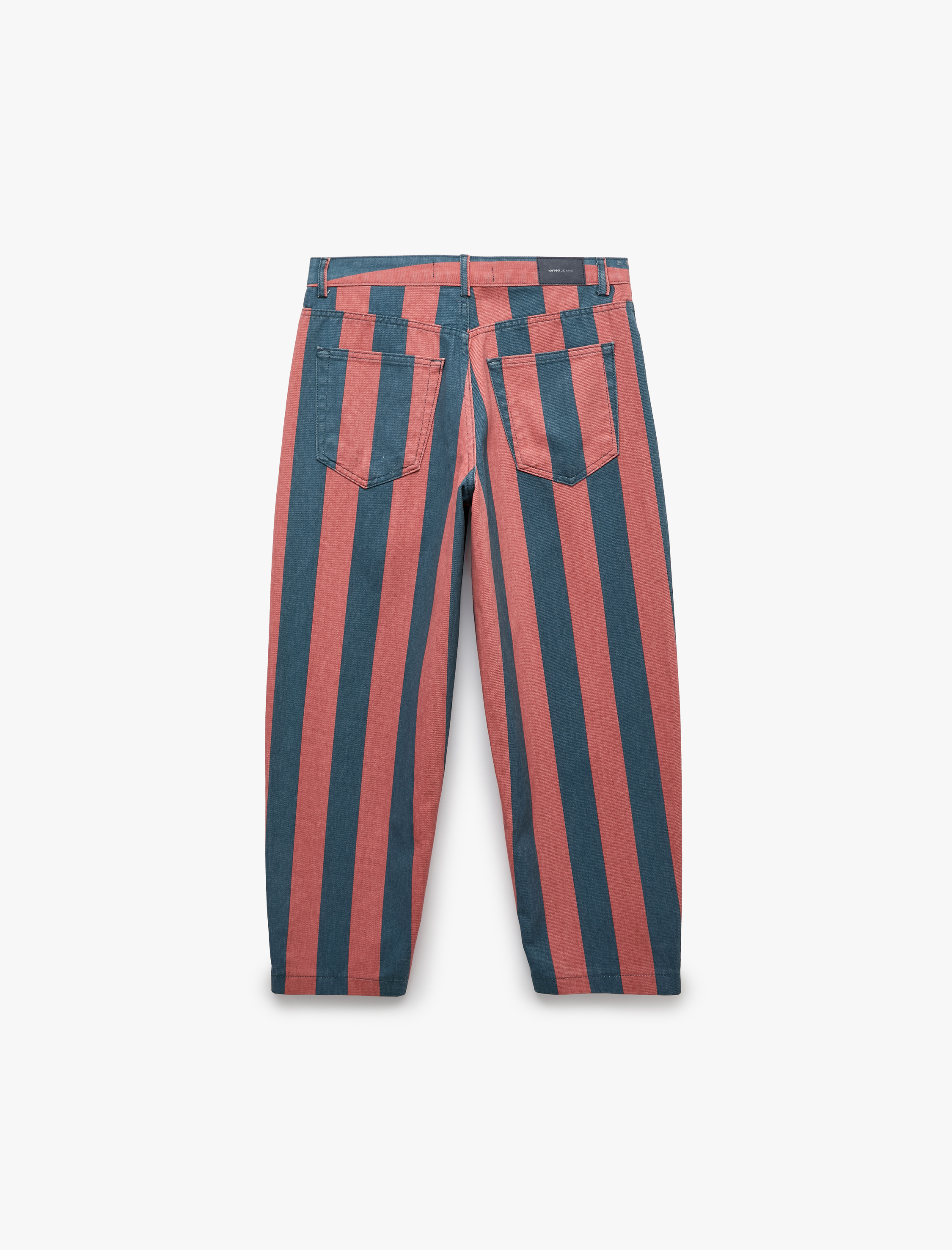   Normal Bel Pamuklu Düz Paça Tapered Fit Çizgili Denim Pantolon - Tapered Jeans