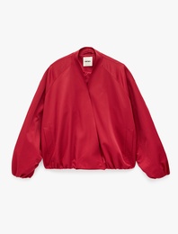 Cepli Uzun Kollu Hafif Dik Yaka Şal Yaka Oversize Gabardin Bomber Ceket
