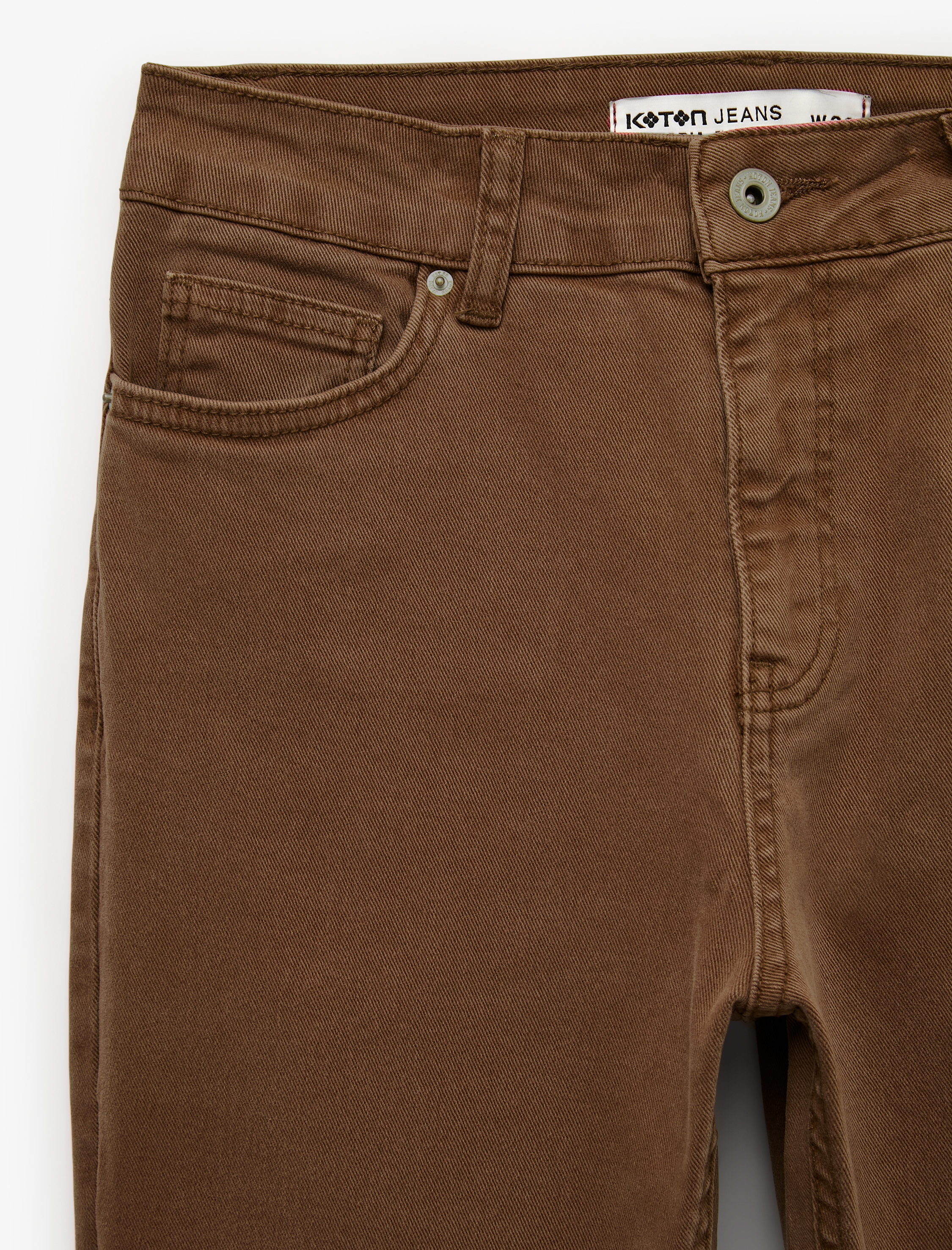   Pamuklu Dar Kalıp Düğmeli Cepli İspanyol Paça Crop Jean Pantolon -  Kick Flare Jeans