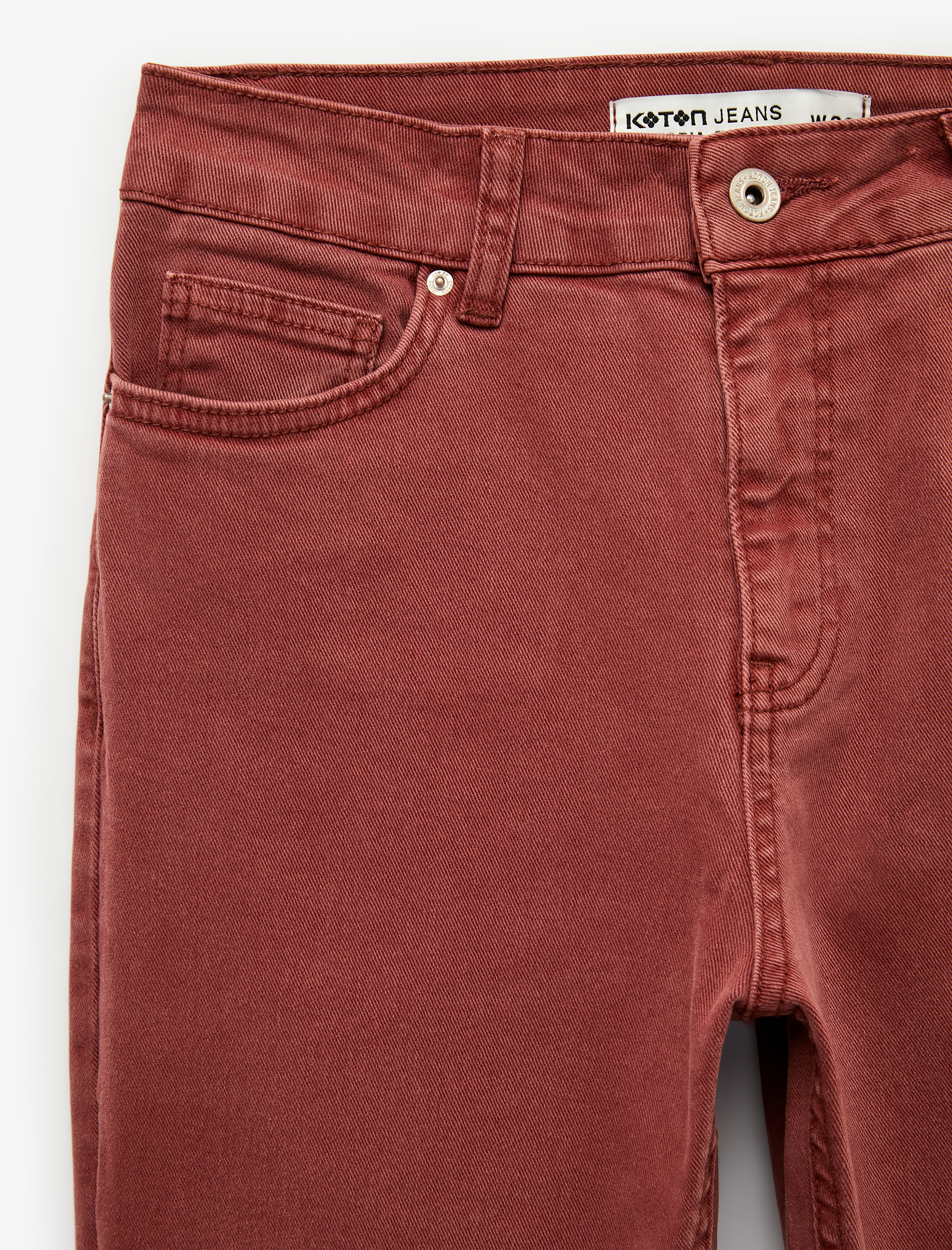   Pamuklu Dar Kalıp Düğmeli Cepli İspanyol Paça Crop Jean Pantolon -  Kick Flare Jeans