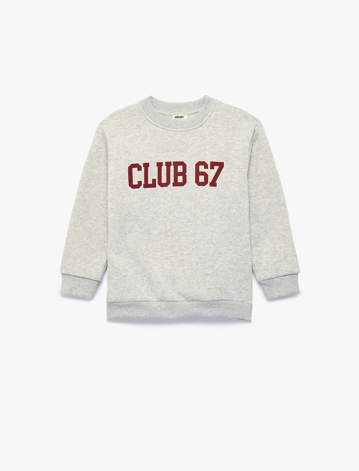 Erkek Çocuk Baskılı Şardonlu Bisiklet Yaka Uzun Kollu Sweatshirt