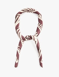 Zebra Desenli Kare Saten Fular Bandana