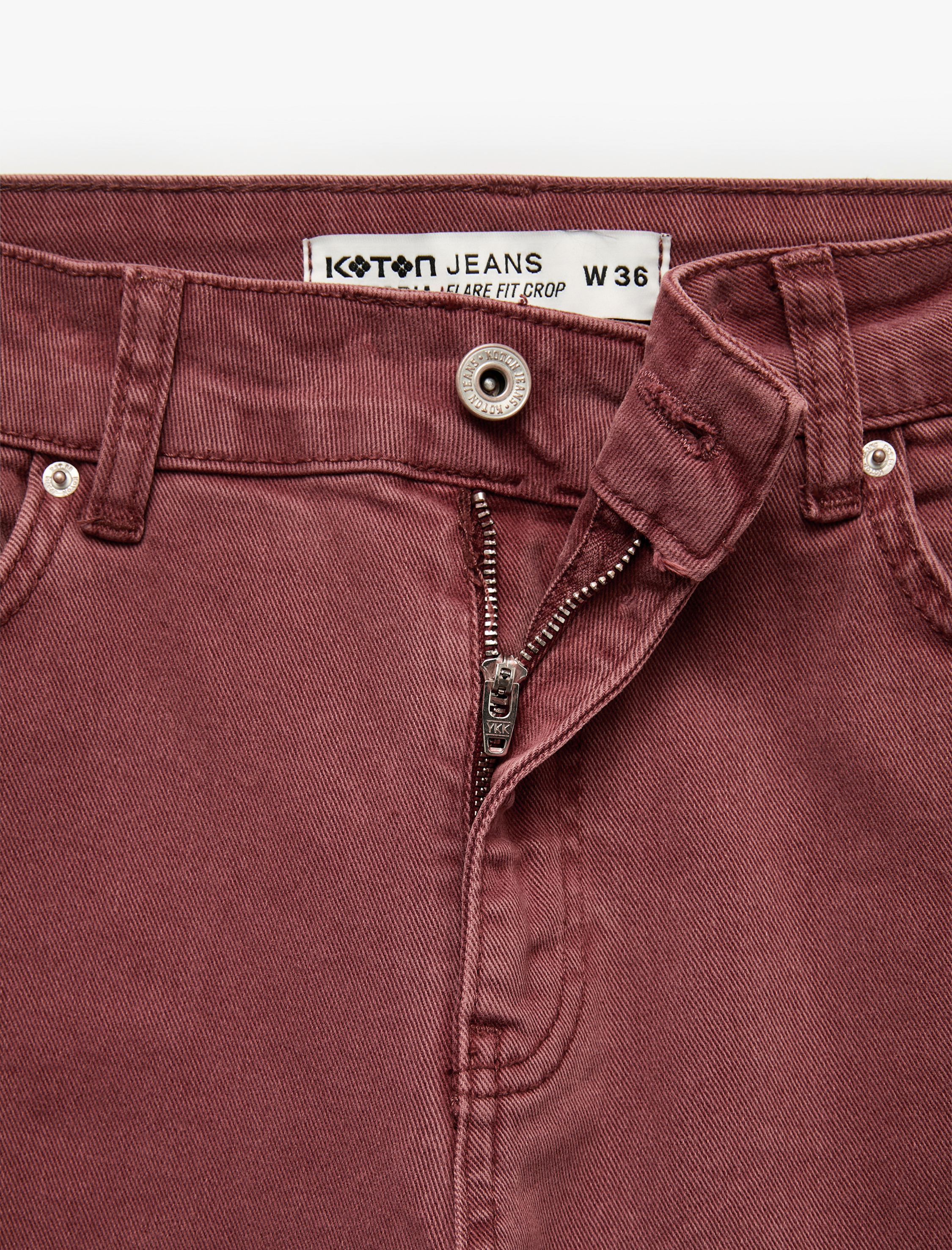   Pamuklu Dar Kalıp Düğmeli Cepli İspanyol Paça Crop Jean Pantolon -  Kick Flare Jeans