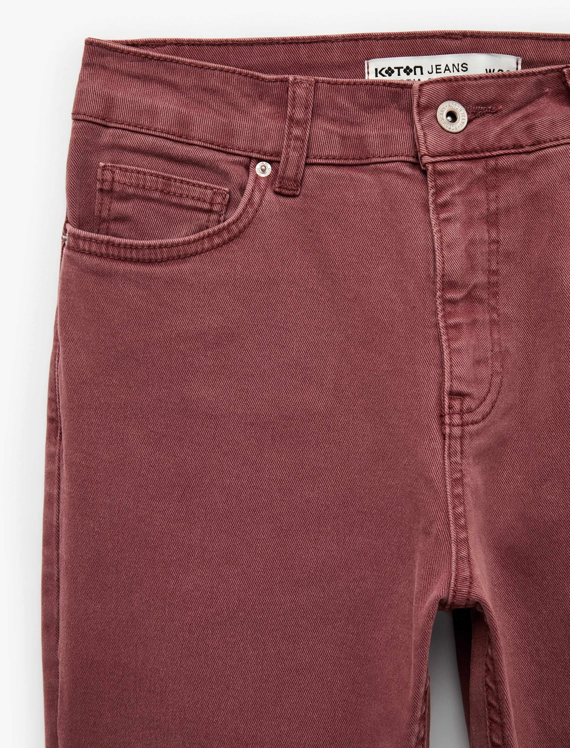  Pamuklu Dar Kalıp Düğmeli Cepli İspanyol Paça Crop Jean Pantolon -  Kick Flare Jeans