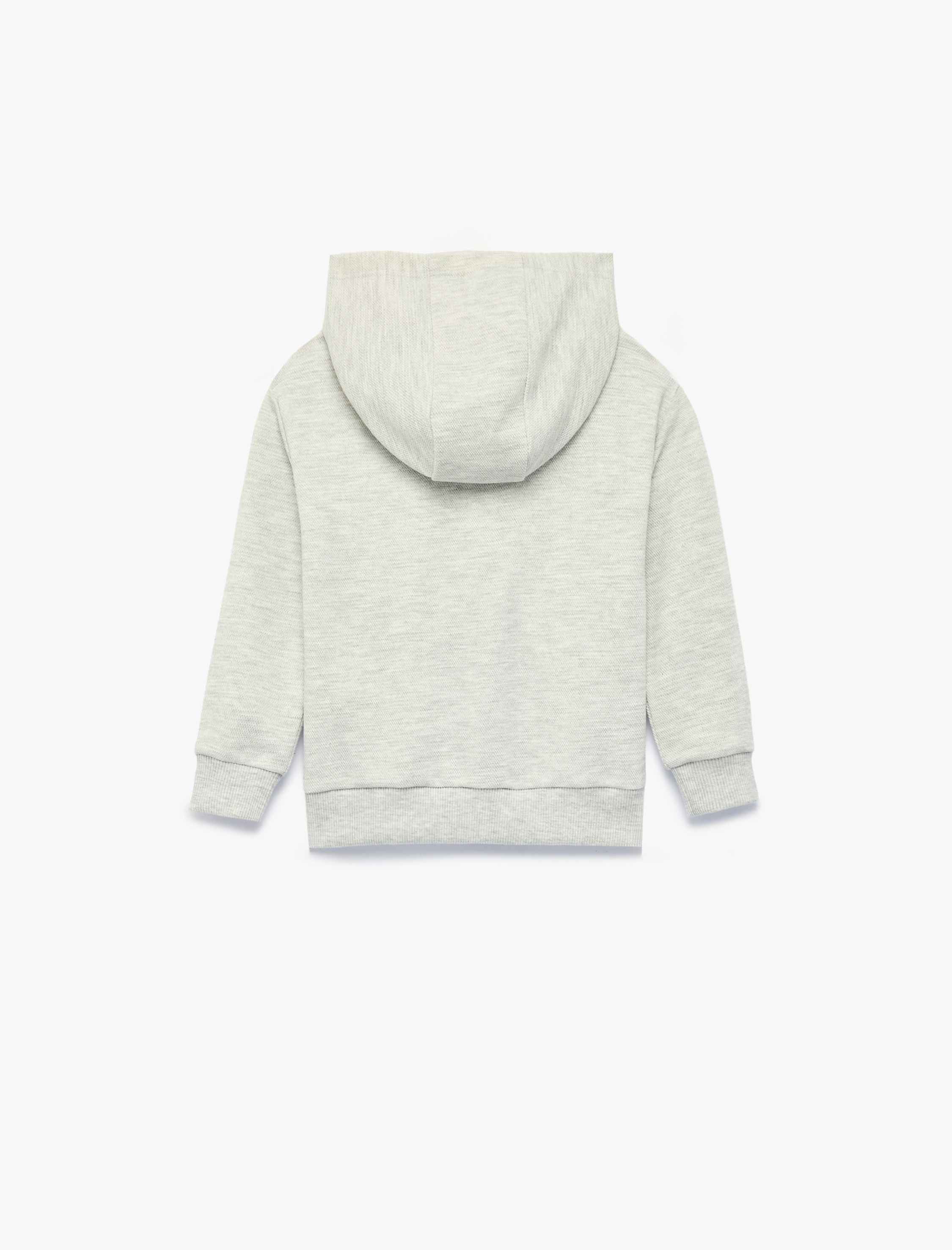  Erkek Bebek Nakış Detaylı Uzun Kollu Kapşonlu Fermuarlı Oversize Sweatshirt