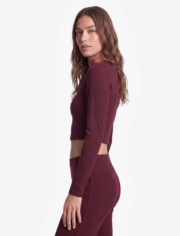  Slim Fit Uzun Kollu Bisiklet Yaka Spor Crop Tişört